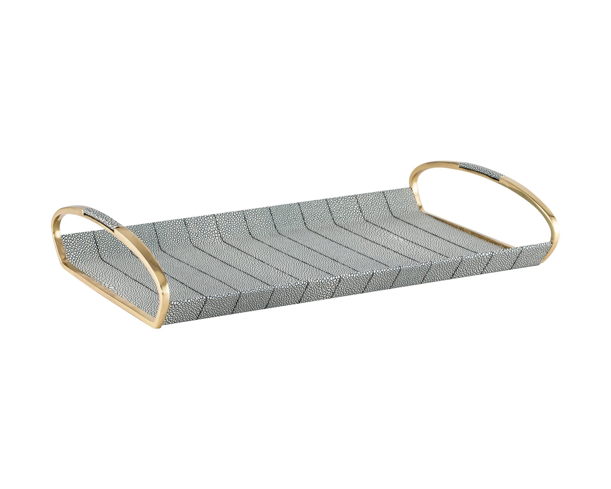 Linea Grey Faux Shagreen & Polished Brass Finish Tray