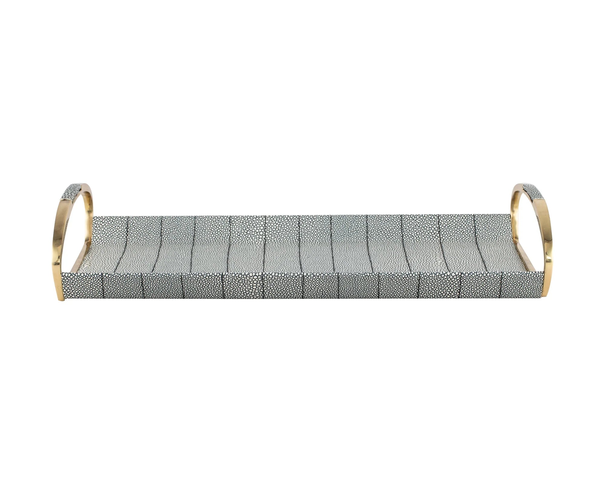 Linea Grey Faux Shagreen & Polished Brass Finish Tray