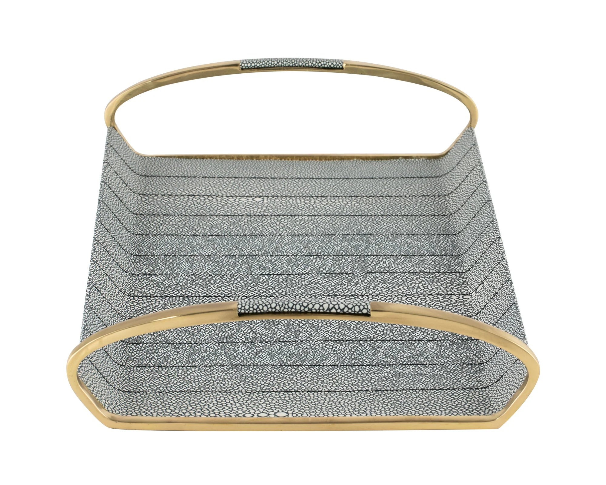 Linea Grey Faux Shagreen & Polished Brass Finish Tray