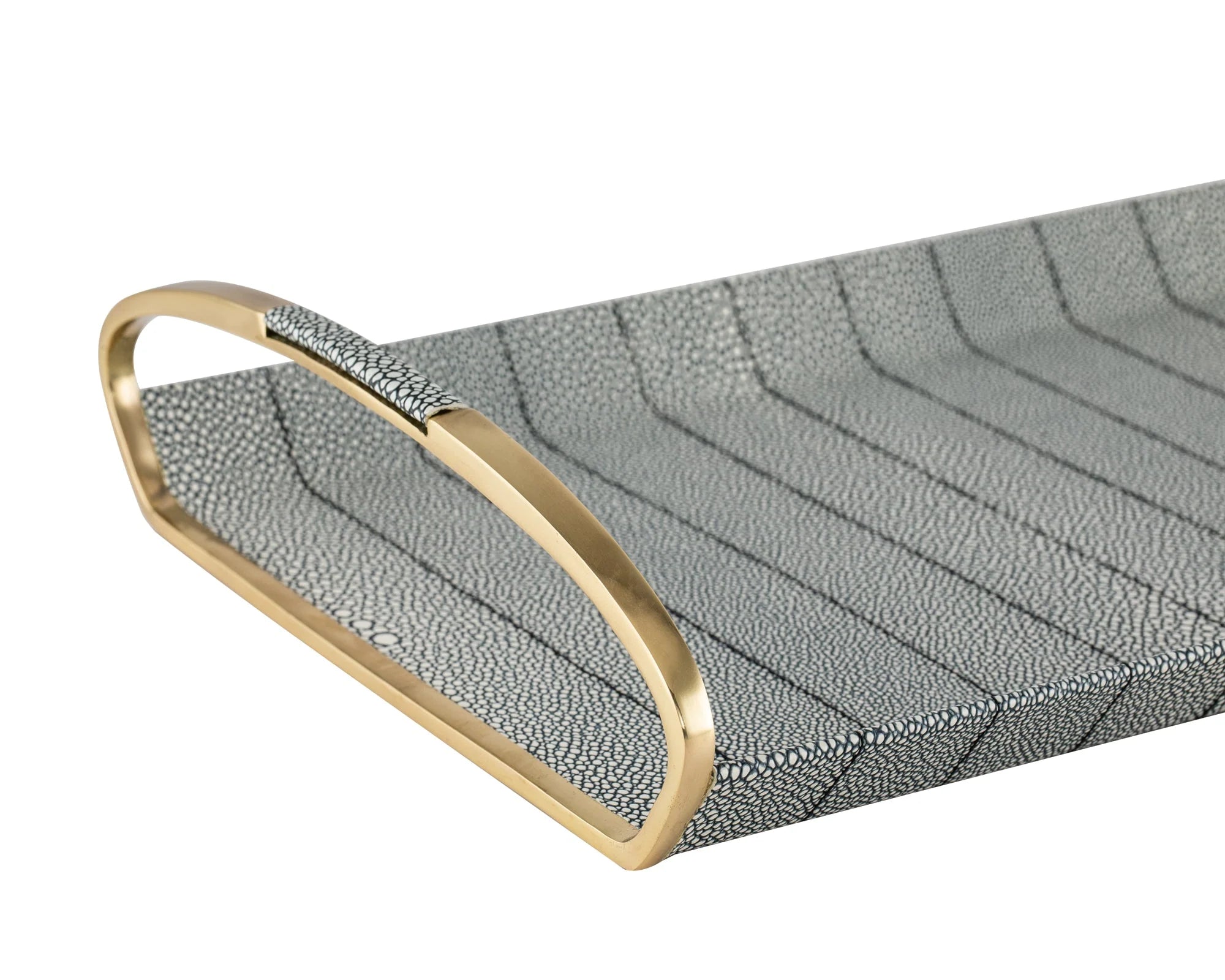 Linea Grey Faux Shagreen & Polished Brass Finish Tray