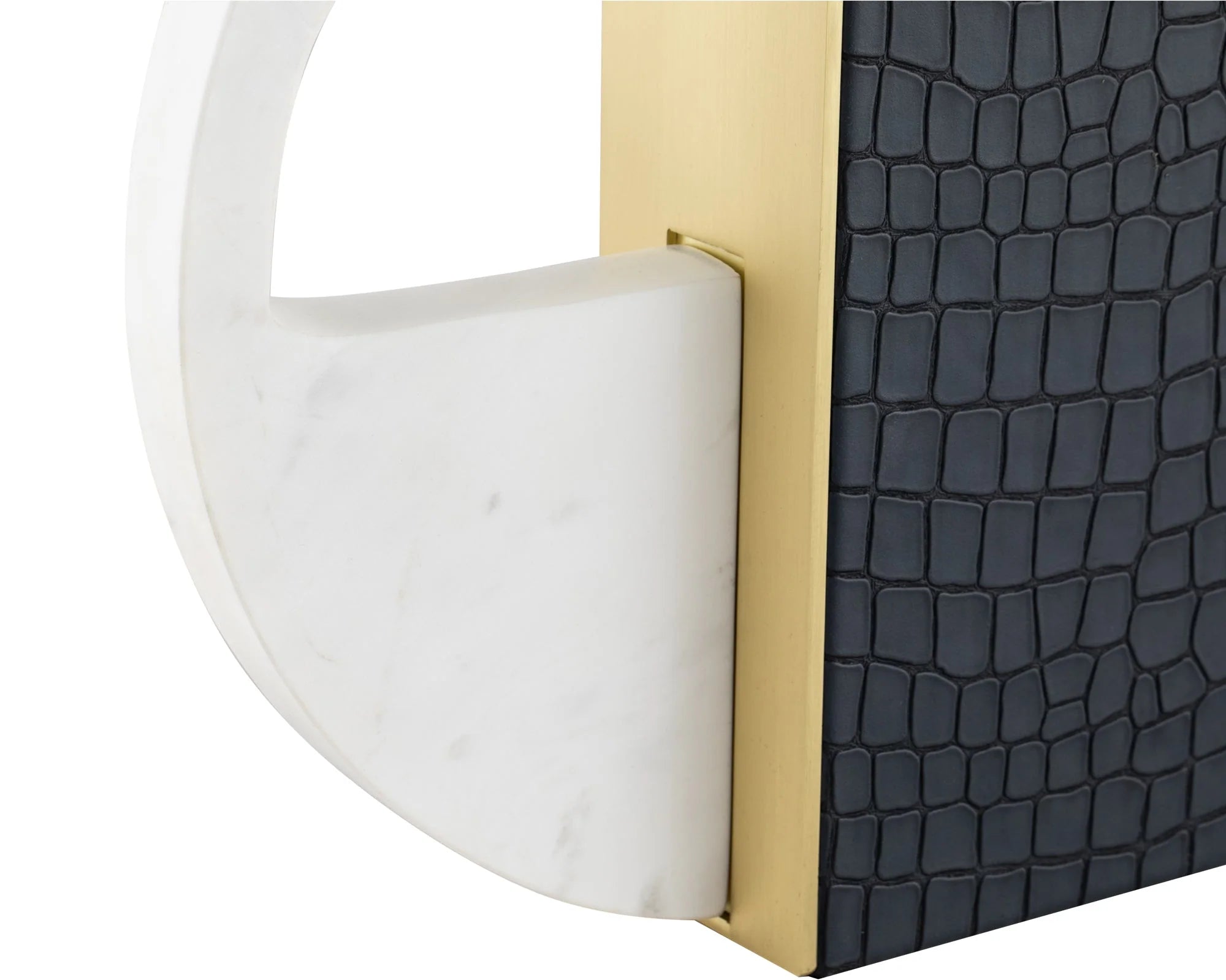 Kalahari Crocodile Effect Faux Leather, Brass Finish & Marble Vase