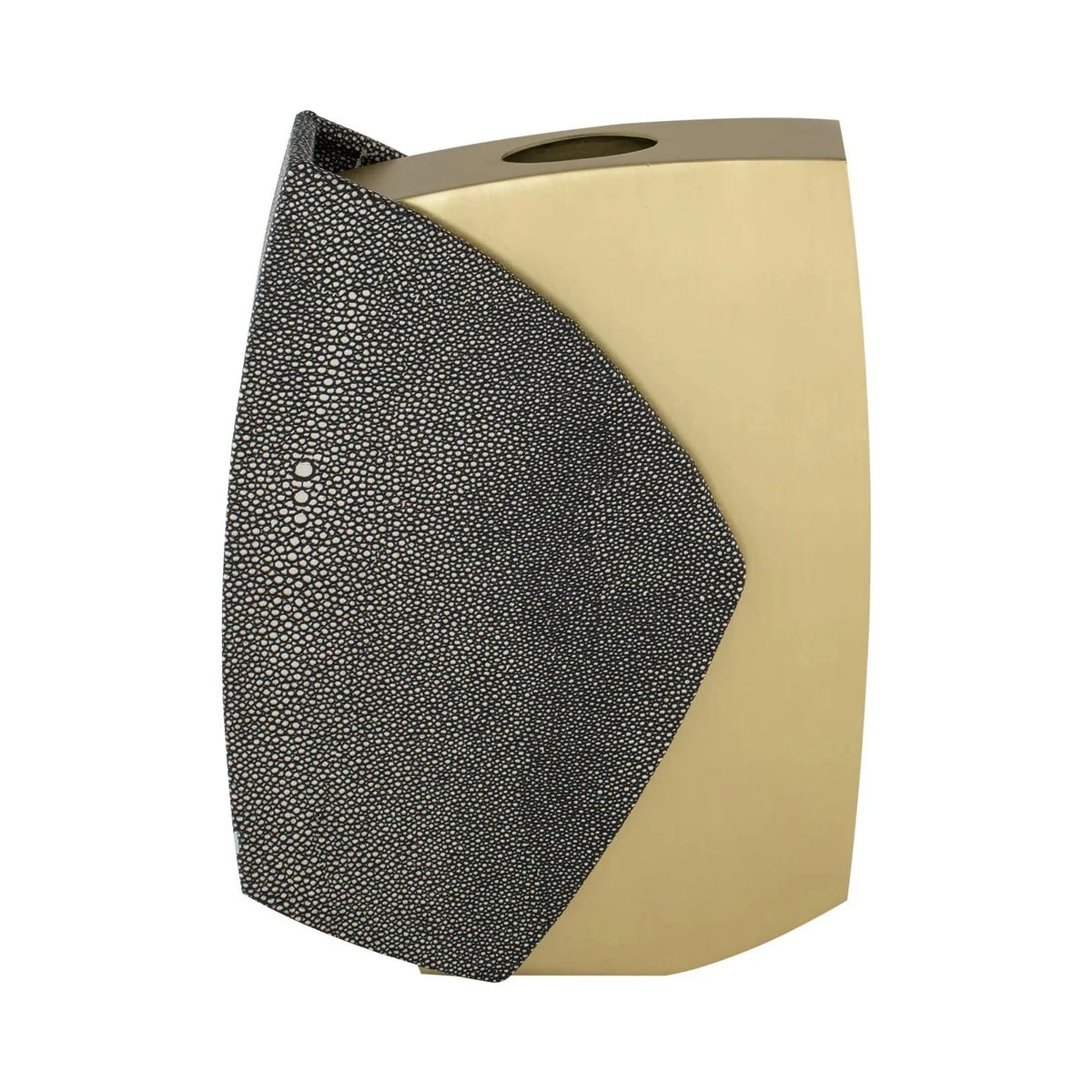 Raymond Grey Faux Shagreen & Brushed Brass Vase