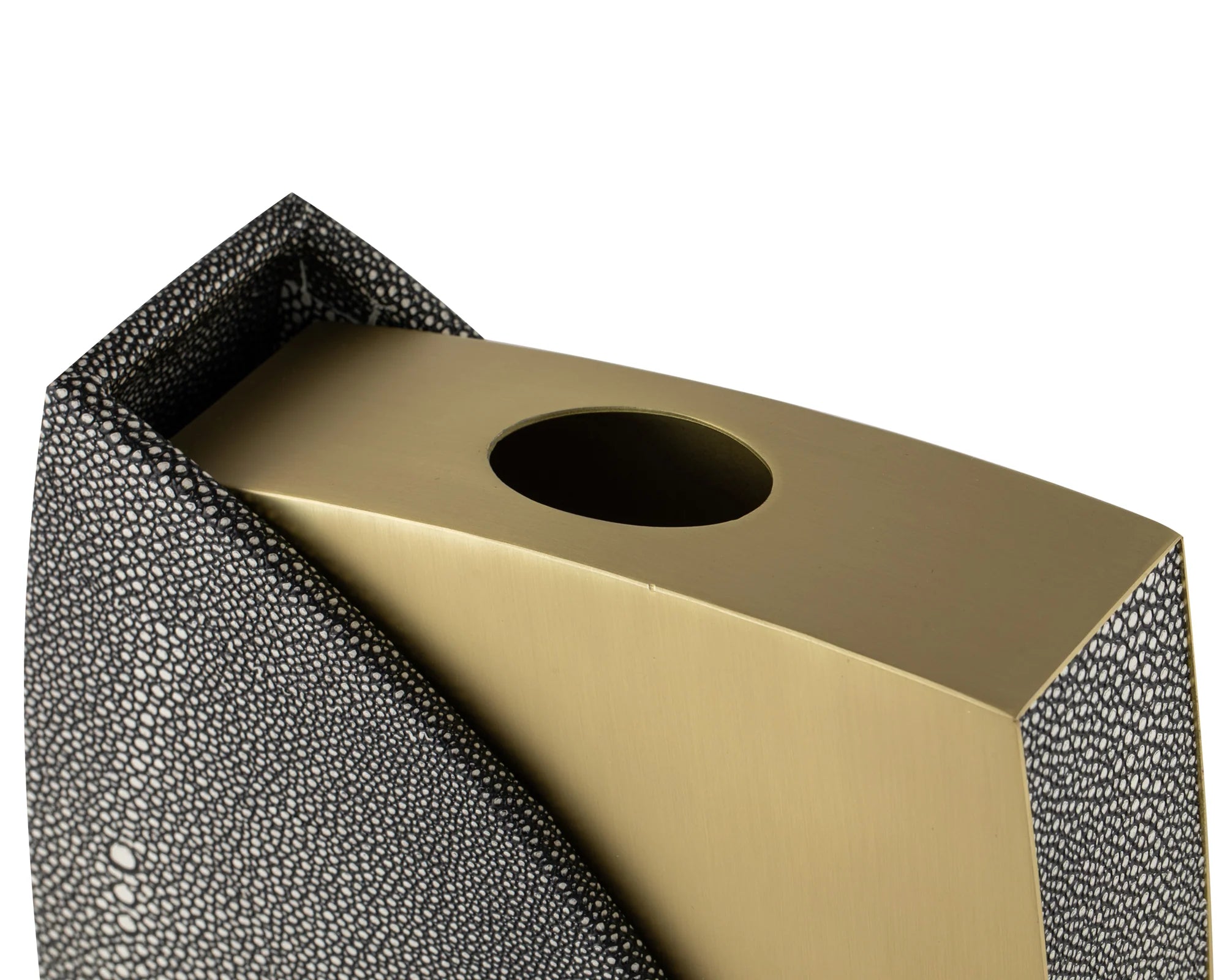Raymond Grey Faux Shagreen & Brushed Brass Vase