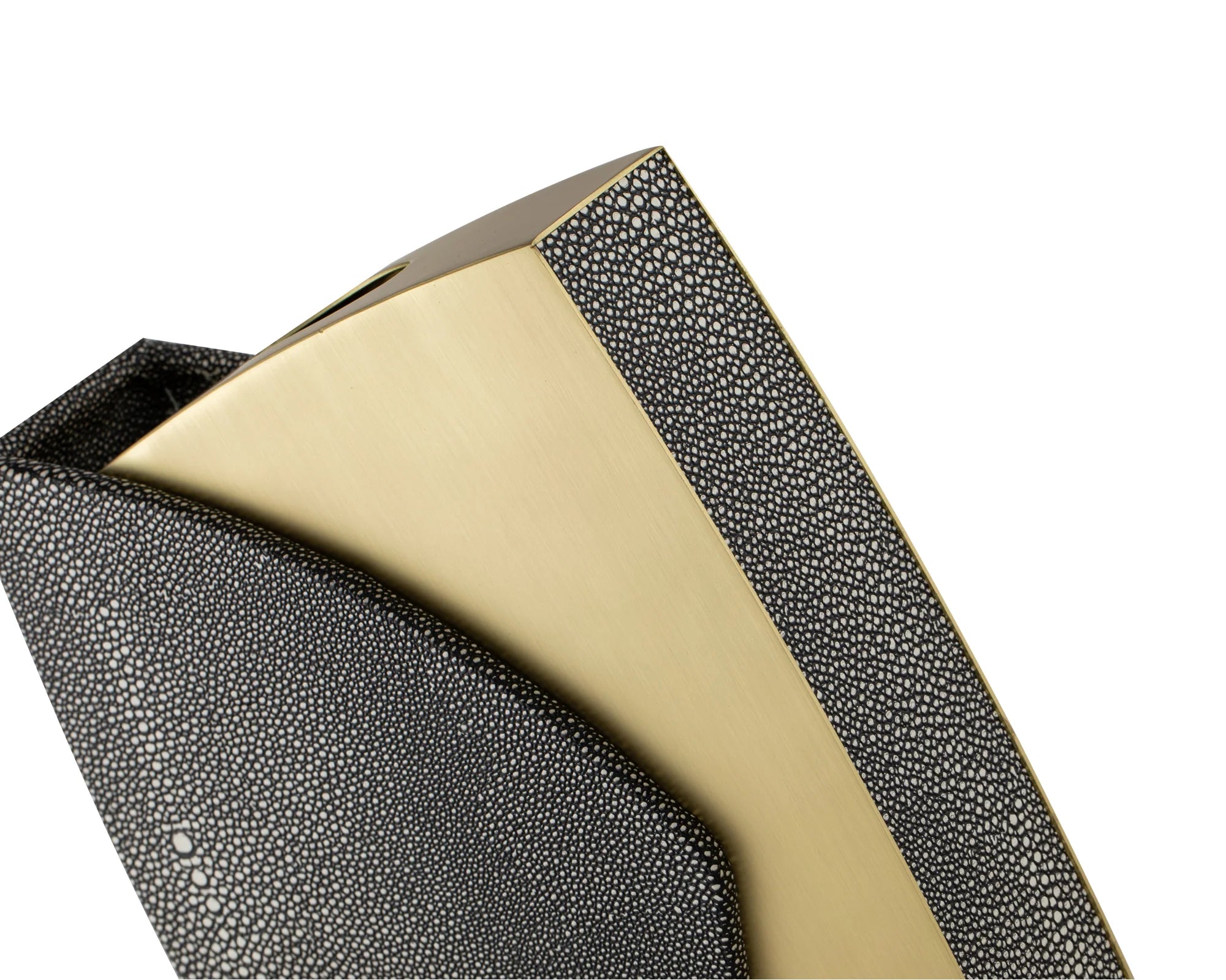 Raymond Grey Faux Shagreen & Brushed Brass Vase