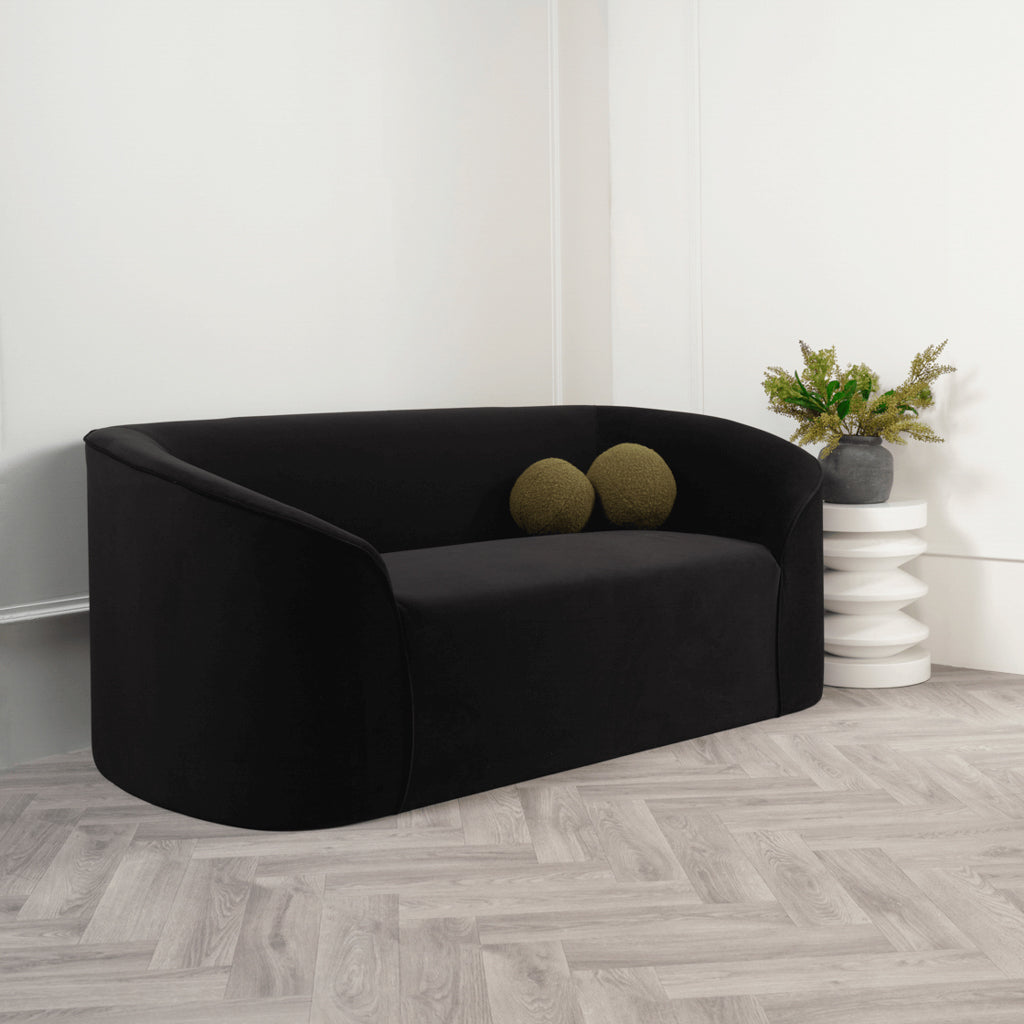 Zuma Black Velvet Curved Sofa | 3 Seater
