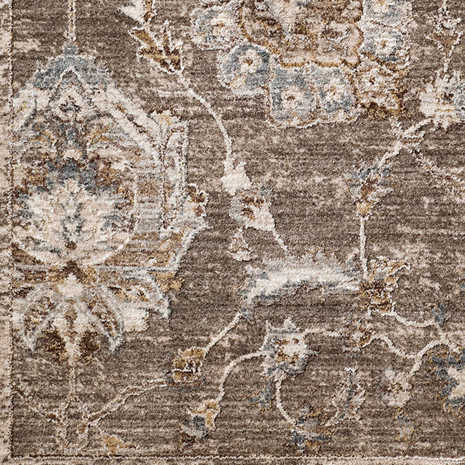 Arda Vintage Traditional Brown & Charcoal Polyester Rug 200x290cm - colour swatch