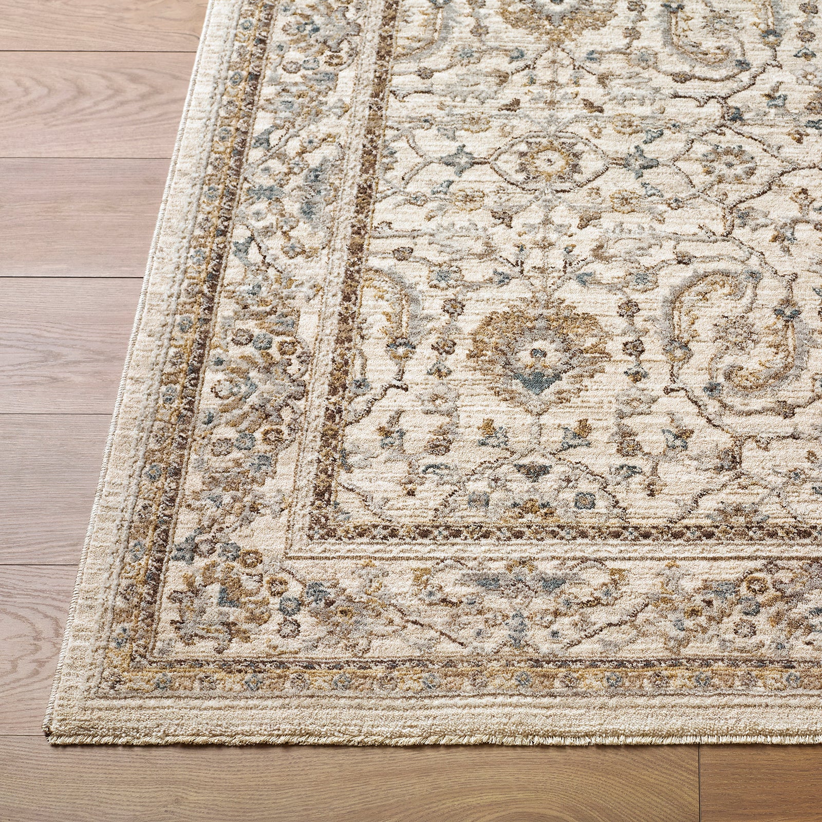 Arda Vintage Traditional Brown & Light Grey Polyester Rug 152x225cm - front view