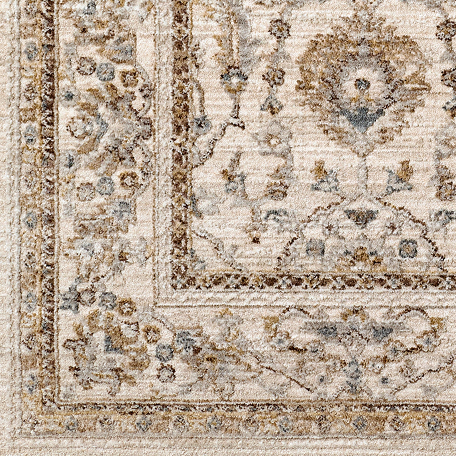 Arda Vintage Traditional Brown & Light Grey Polyester Rug 152x225cm - colour swatch