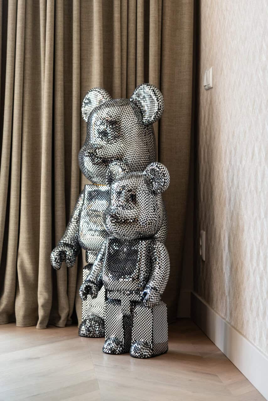 Richmond Interiors Art Deco Chrome Mosaic Giant Standing Bear | Large