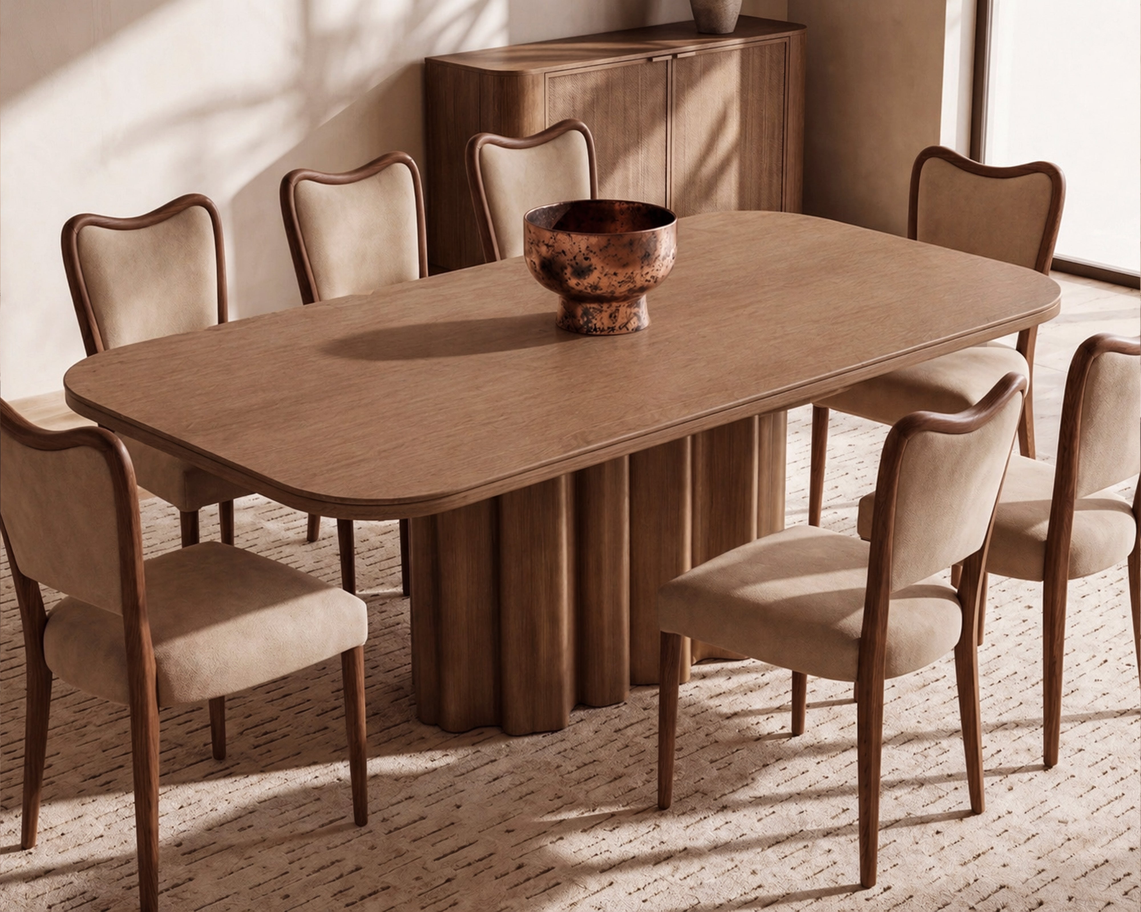 Adelaide Dining Chair -  Hopper Desert & Brushed Brown Wood