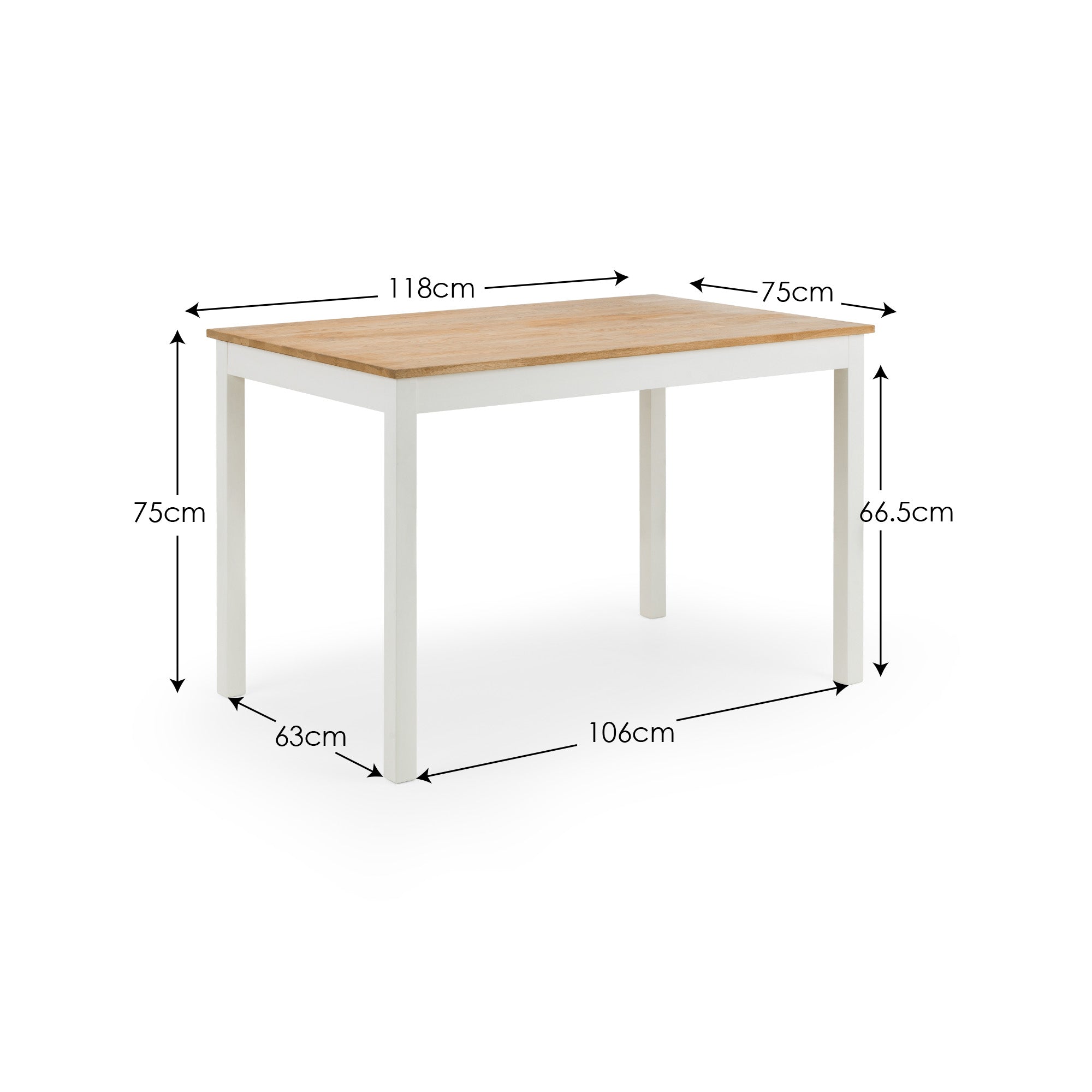 Osborne Ivory & Oak Wood Rectangular Dining Table