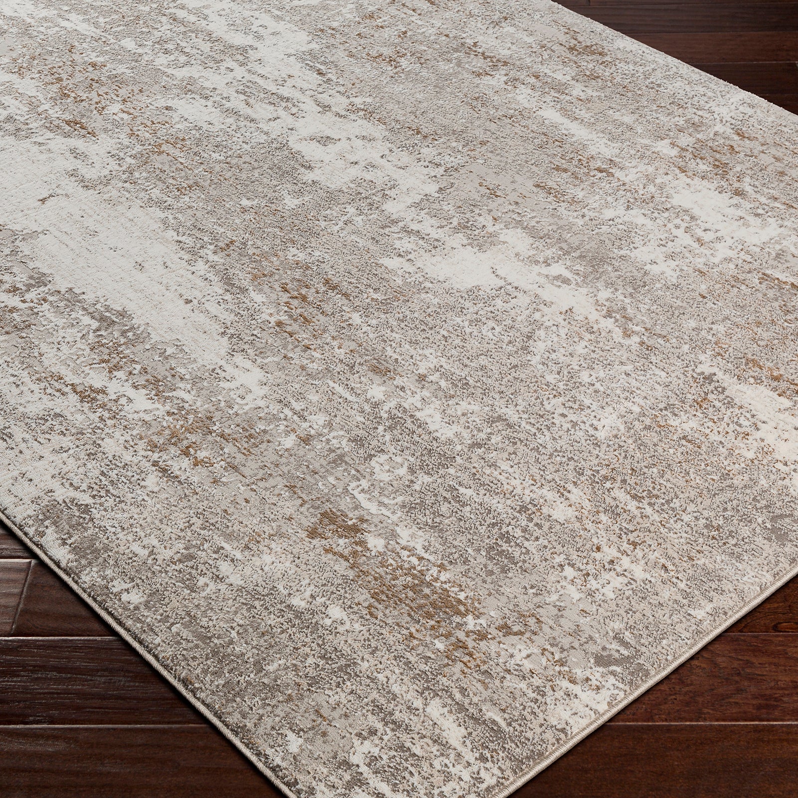 Allegro Abstract Modern Marble Beige & Ivory & Light Grey Polyester Rug 160x213cm - corner detail