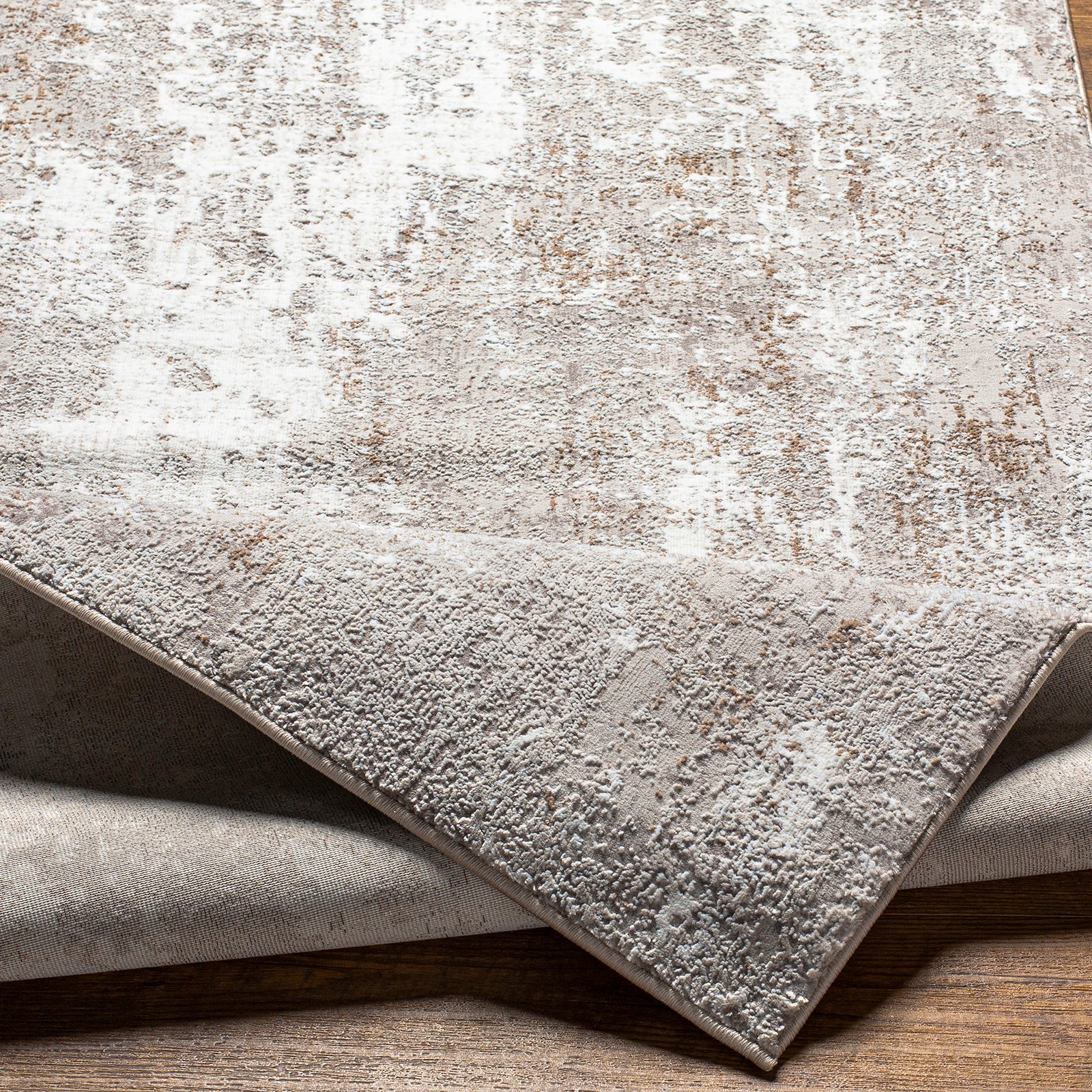 Allegro Abstract Modern Marble Beige & Ivory & Light Grey Polyester Rug 160x213cm - folded detail
