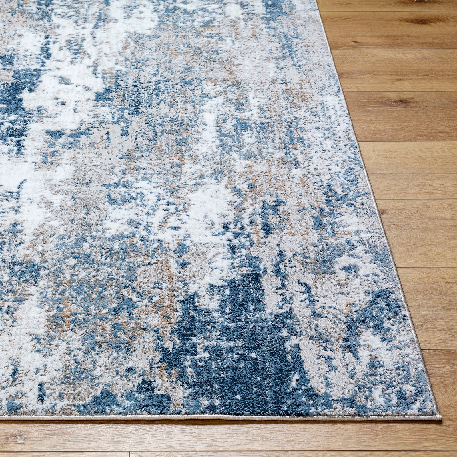 Allegro Abstract Modern Marble Cream & Ivory Polyester Rug 160x213cm - front view
