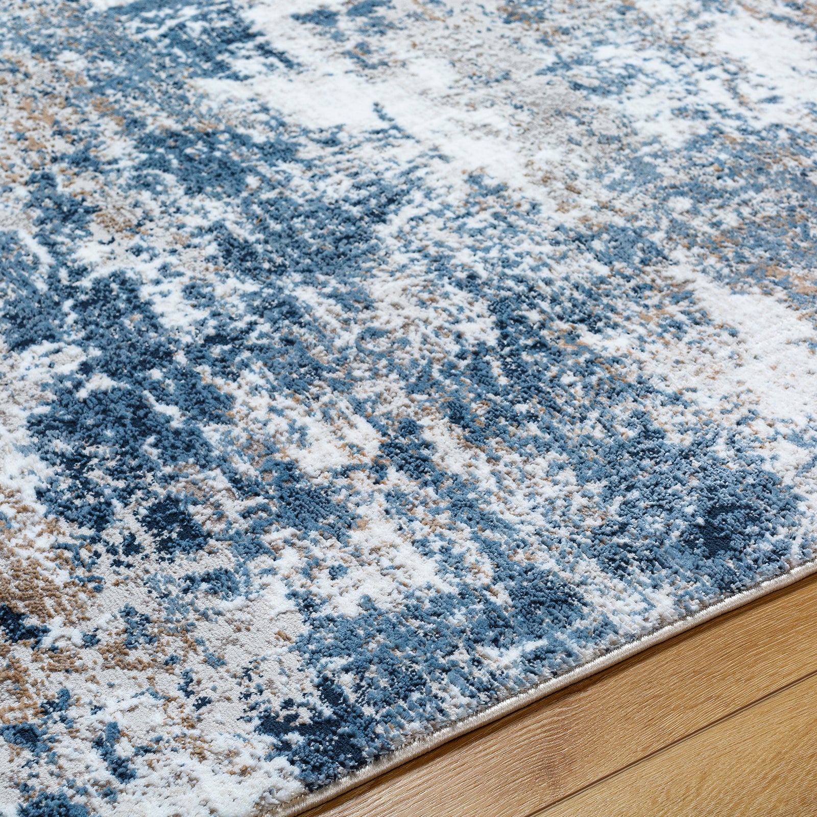 Allegro Abstract Modern Marble Cream & Ivory Polyester Rug 160x213cm - texture detail
