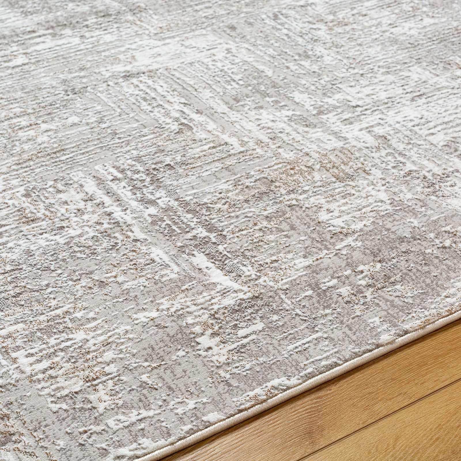 Allegro Abstract Modern Marble Beige & Ivory & Light Grey Polyester Rug 160x213cm - texture detail