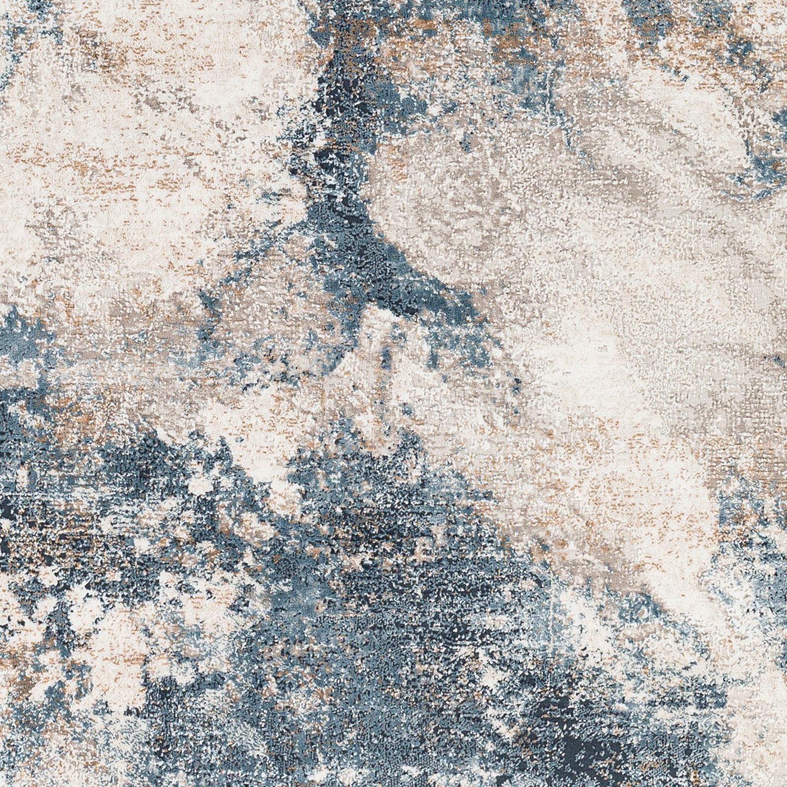 Allegro Abstract Modern Marble Blue & Ivory & Sky Blue Polyester Rug 200x275cm - colour swatch