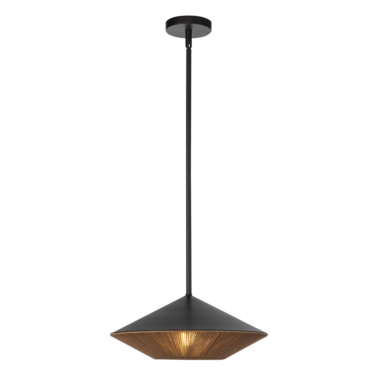 Payne Single Large Pendant Light - Black & Rope
