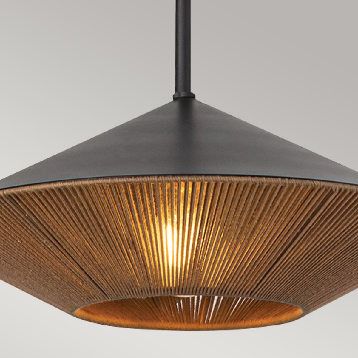Payne Single Large Pendant Light - Black & Rope