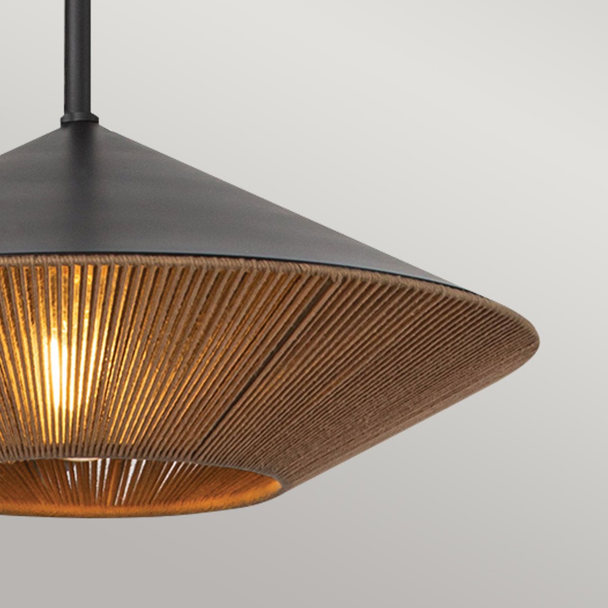 Payne Single Large Pendant Light - Black & Rope