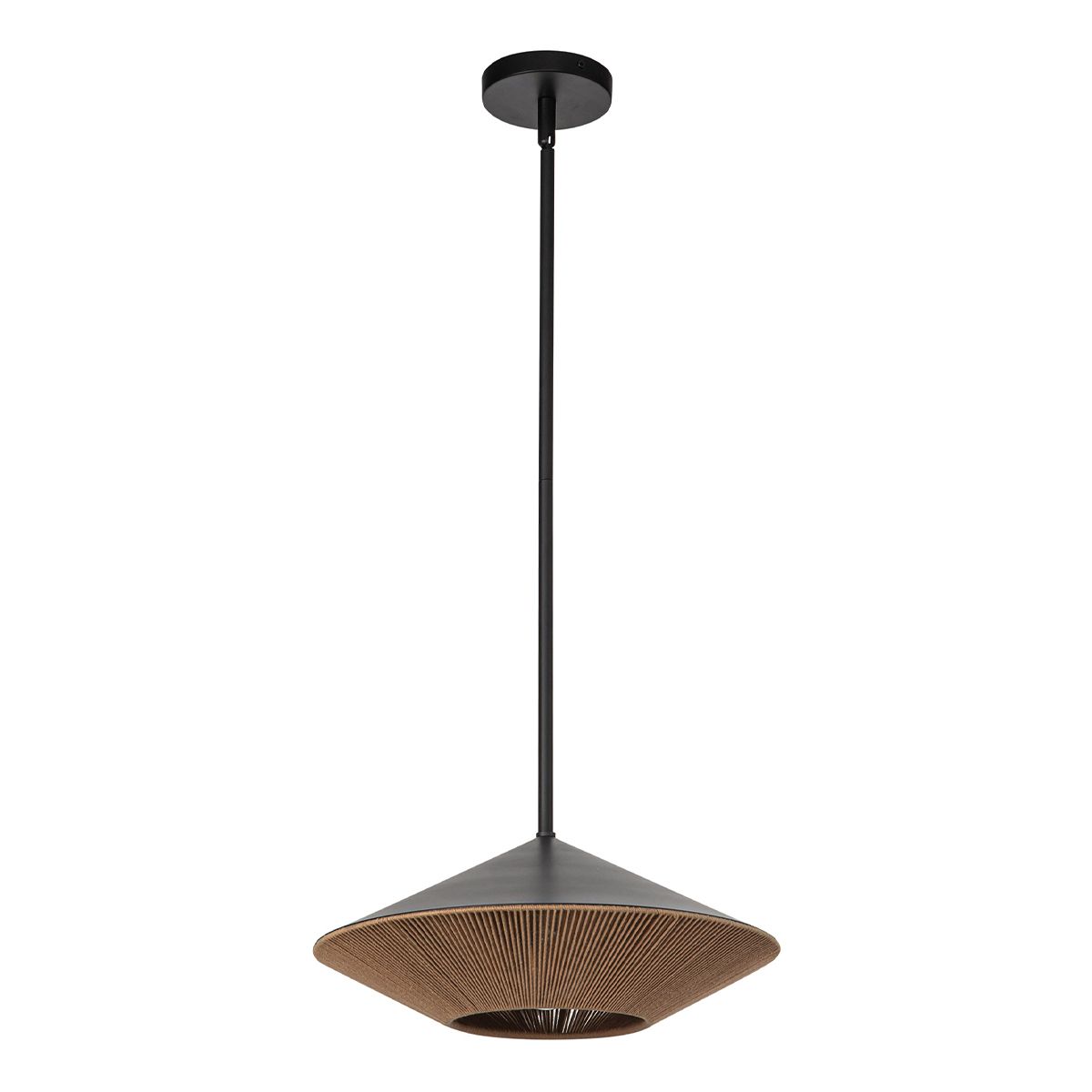 Payne Single Large Pendant Light - Black & Rope