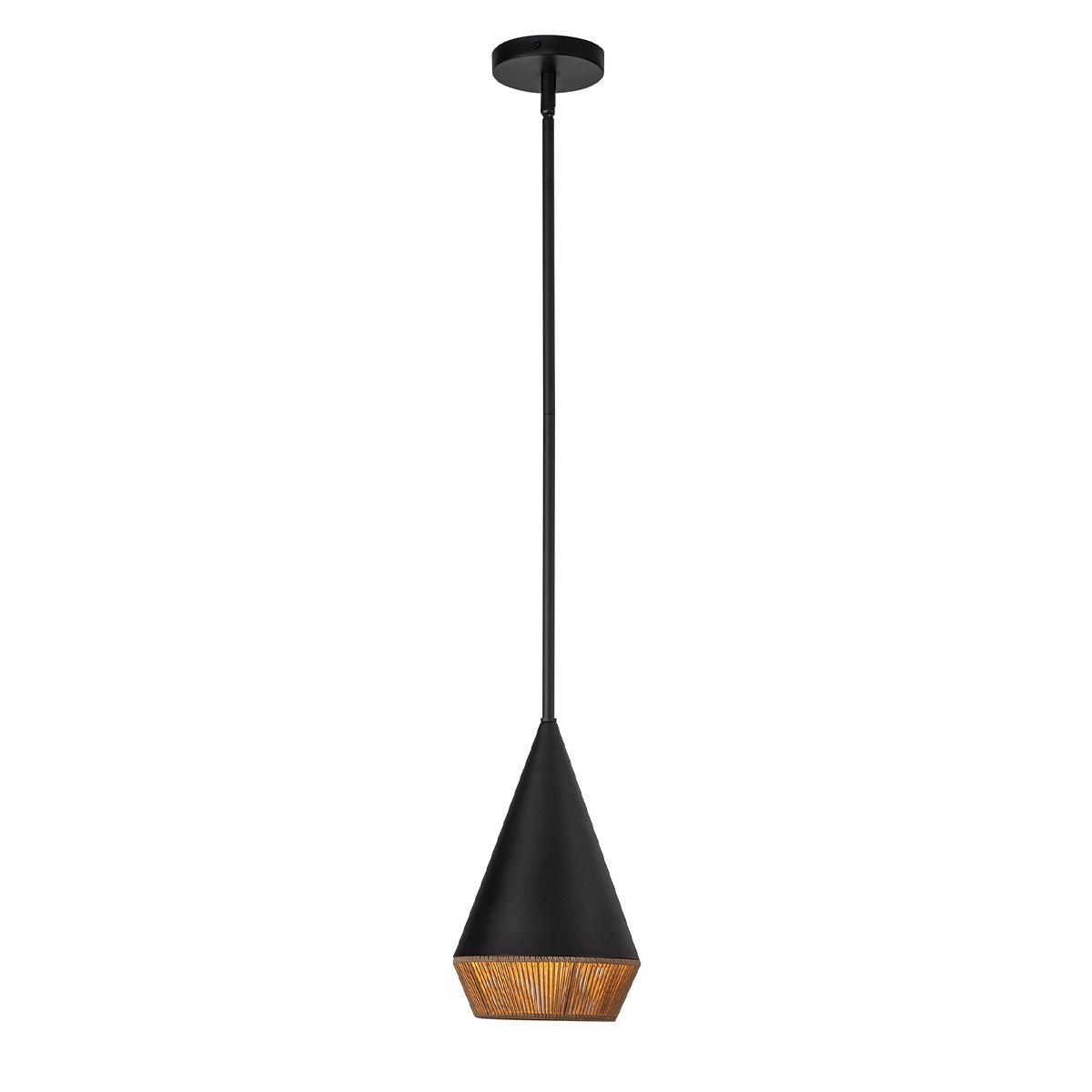 Payne Single Small Pendant Light - Black & Rope