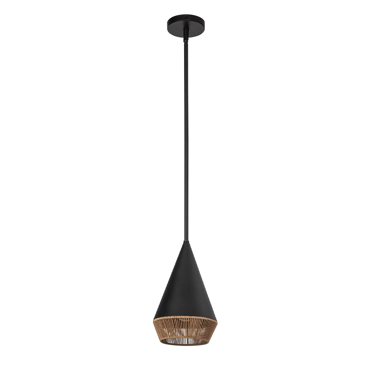 Payne Single Small Pendant Light - Black & Rope