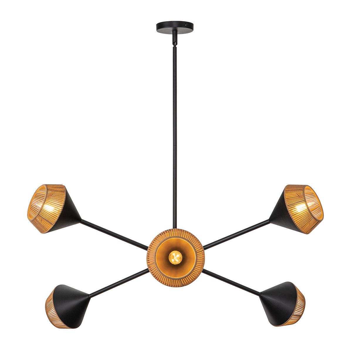 Payne 6 Light Chandelier - Black & Rope