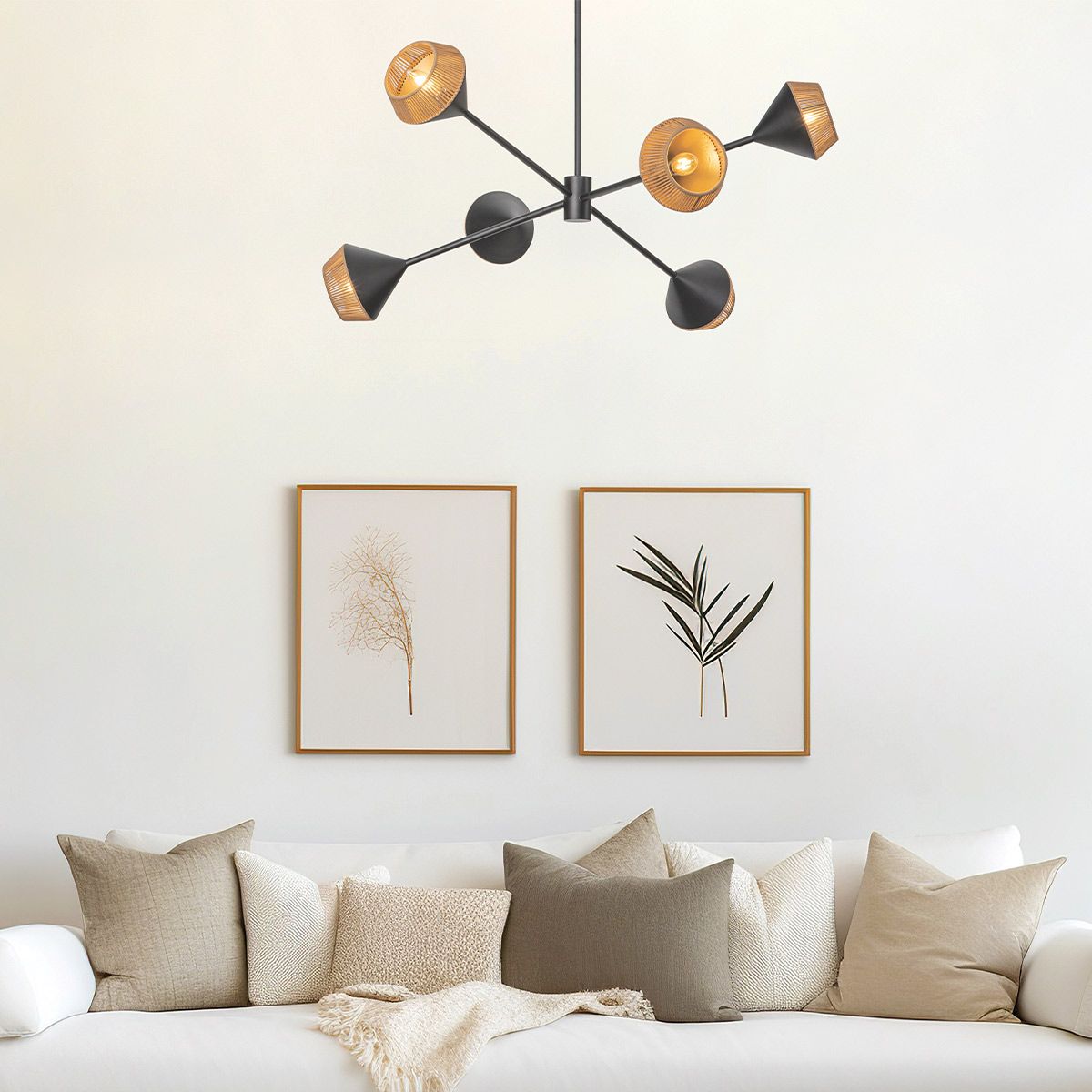 Payne 6 Light Chandelier - Black & Rope