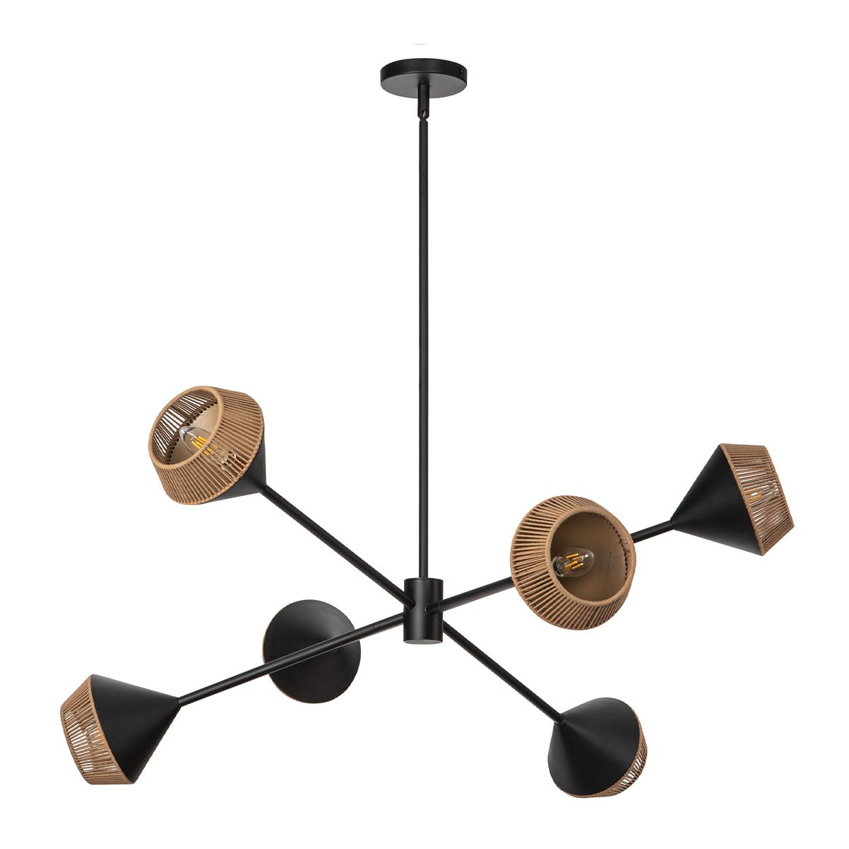 Payne 6 Light Chandelier - Black & Rope