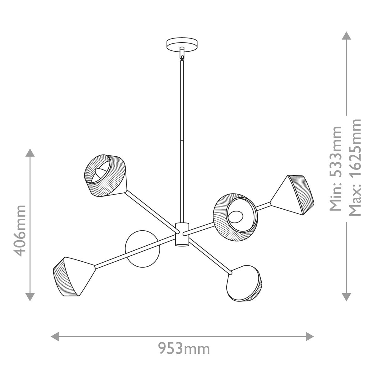 Payne 6 Light Chandelier - Black & Rope