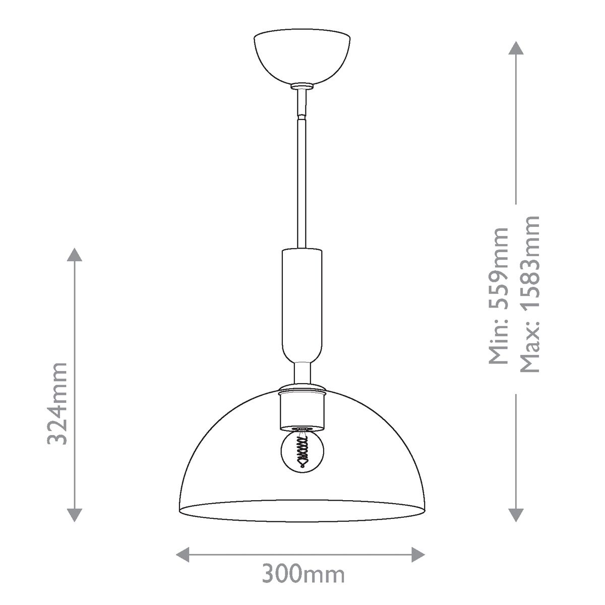 Carta Single Pendant Light - Black