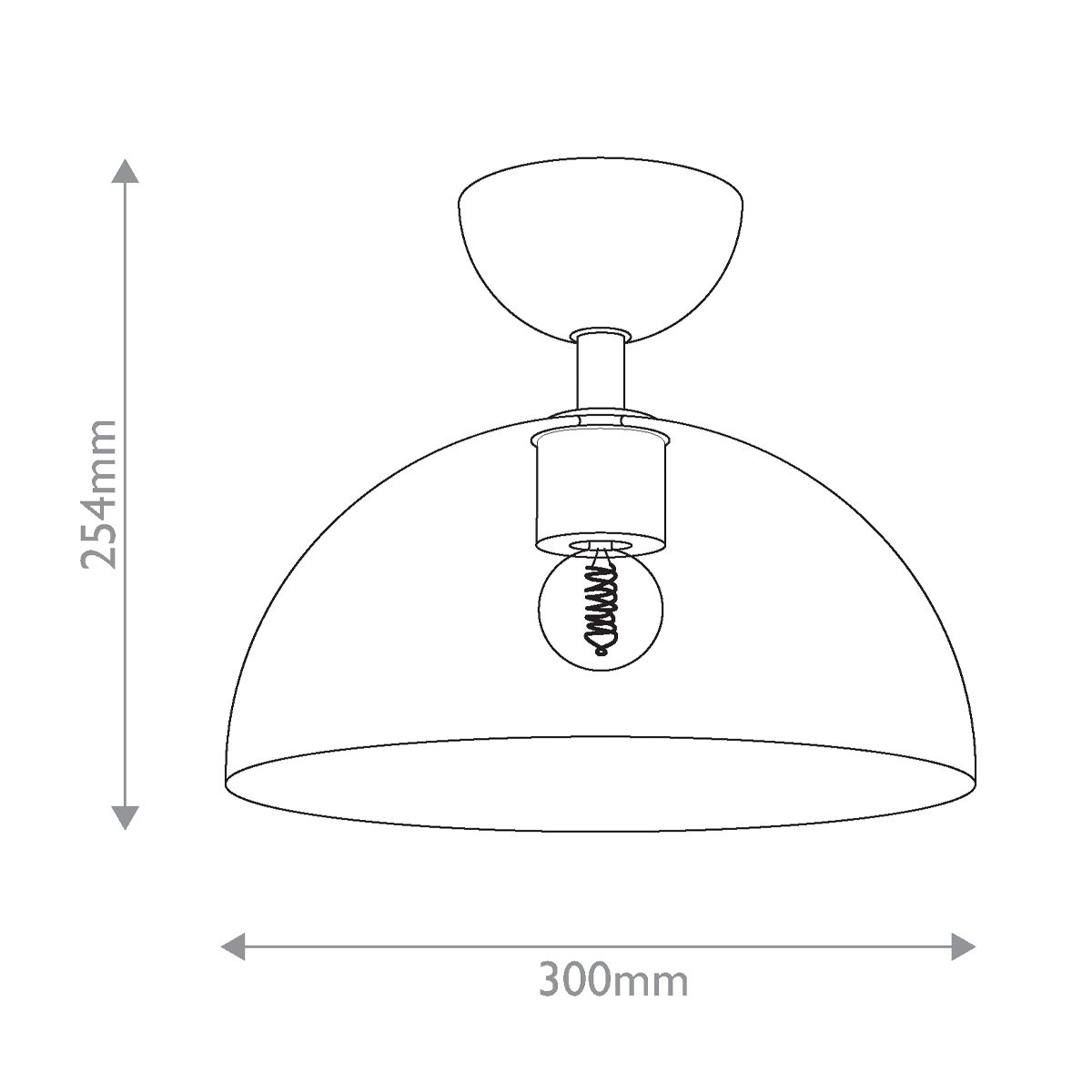 Carta Single Semi Flush Ceiling Light - Black