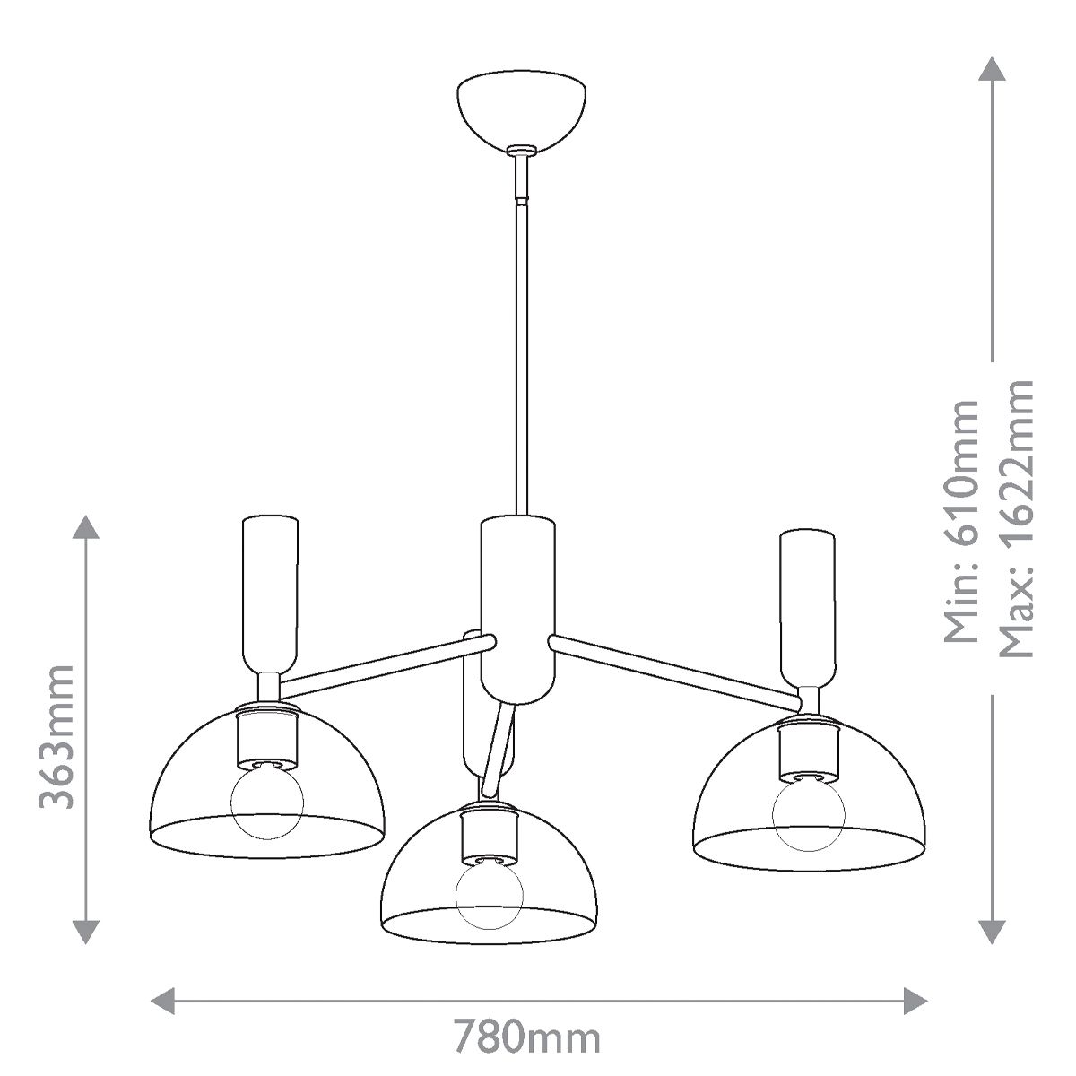 Carta Triple Chandelier - Gold