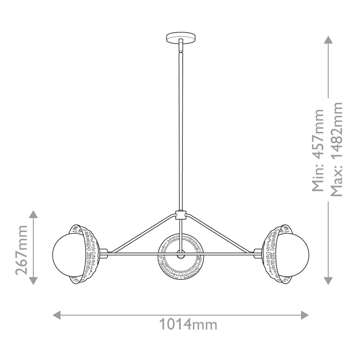 Deela Triple Chandelier - Gold