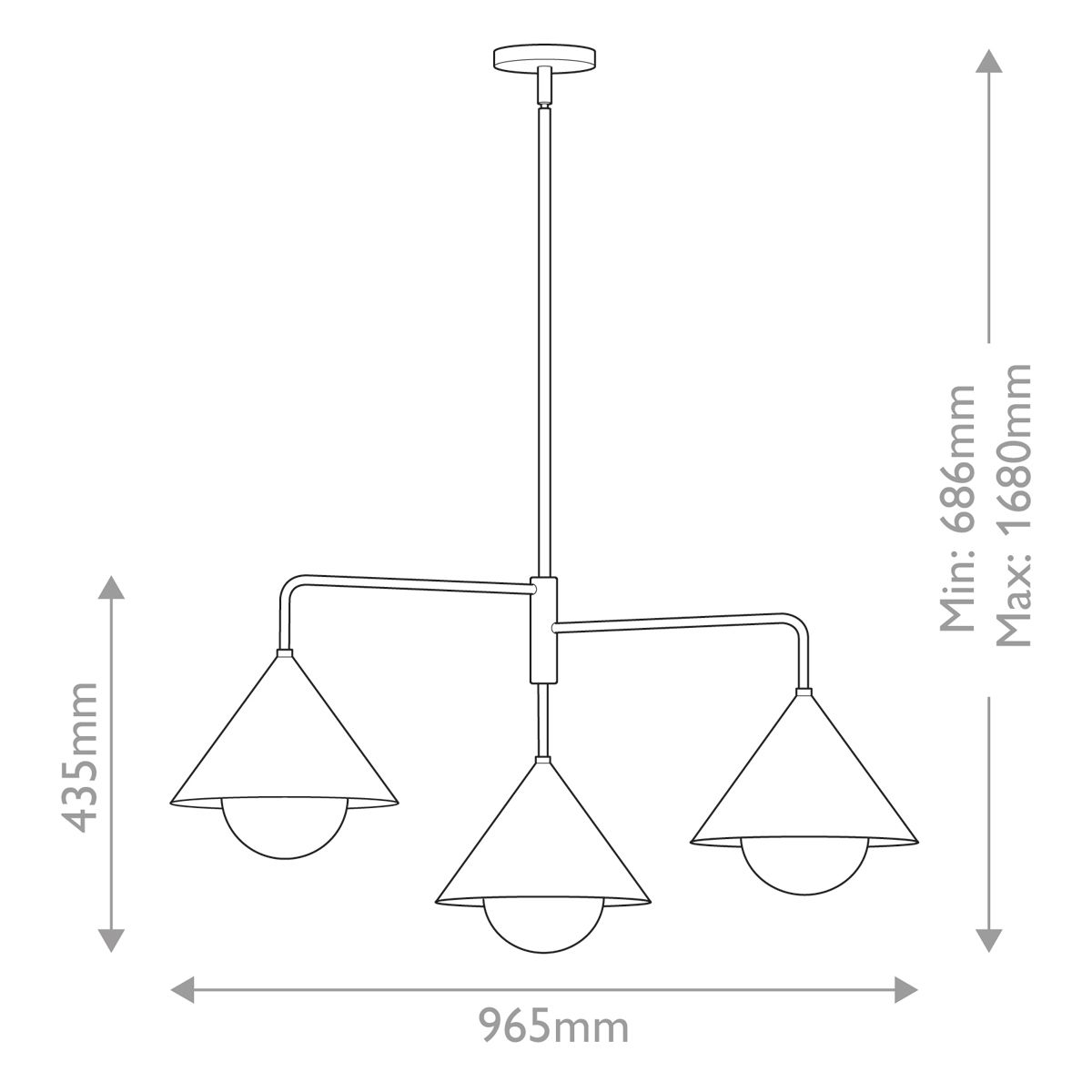 Chattenden Triple Chandelier - Black