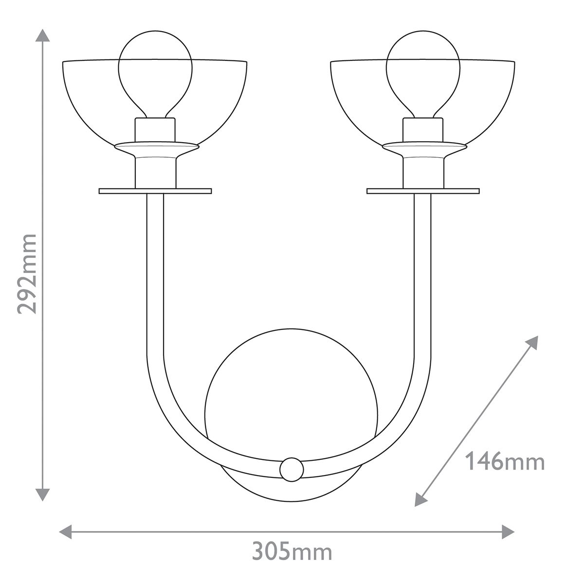 Woodleigh Double Wall Light - Gold