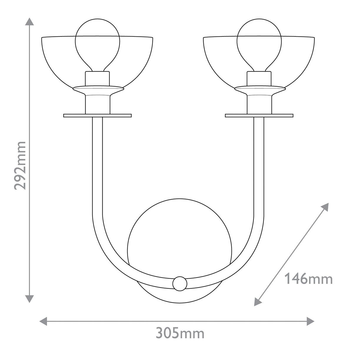 Woodleigh Double Wall Light - Black