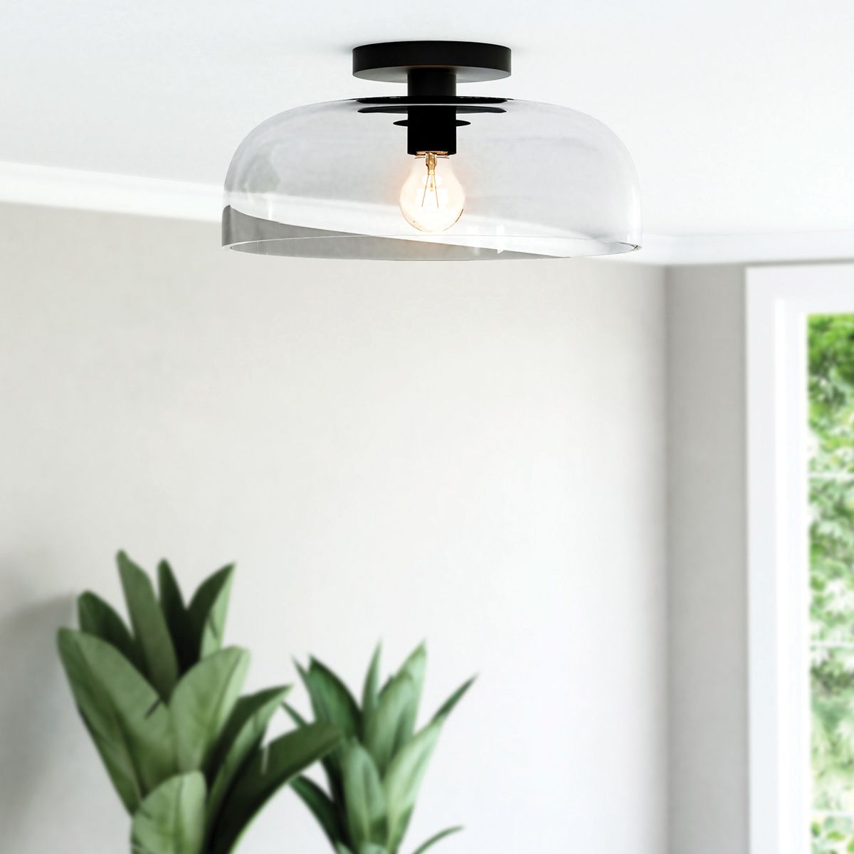 Woodleigh Single Semi Flush Ceiling Light - Black