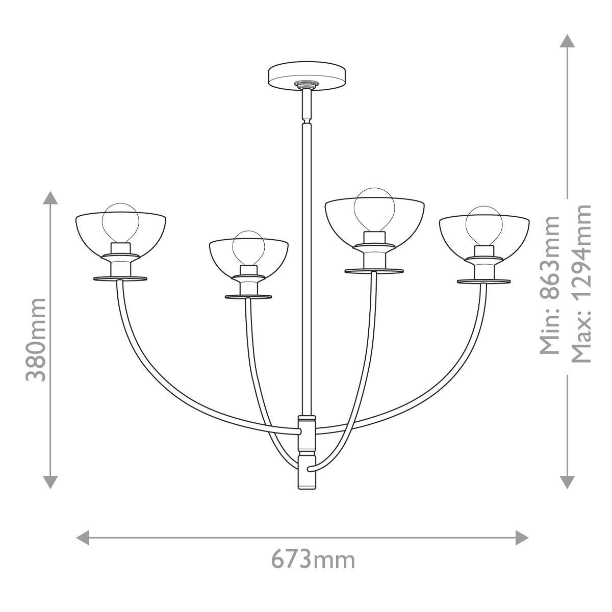 Woodleigh 4 Light Chandelier - Black