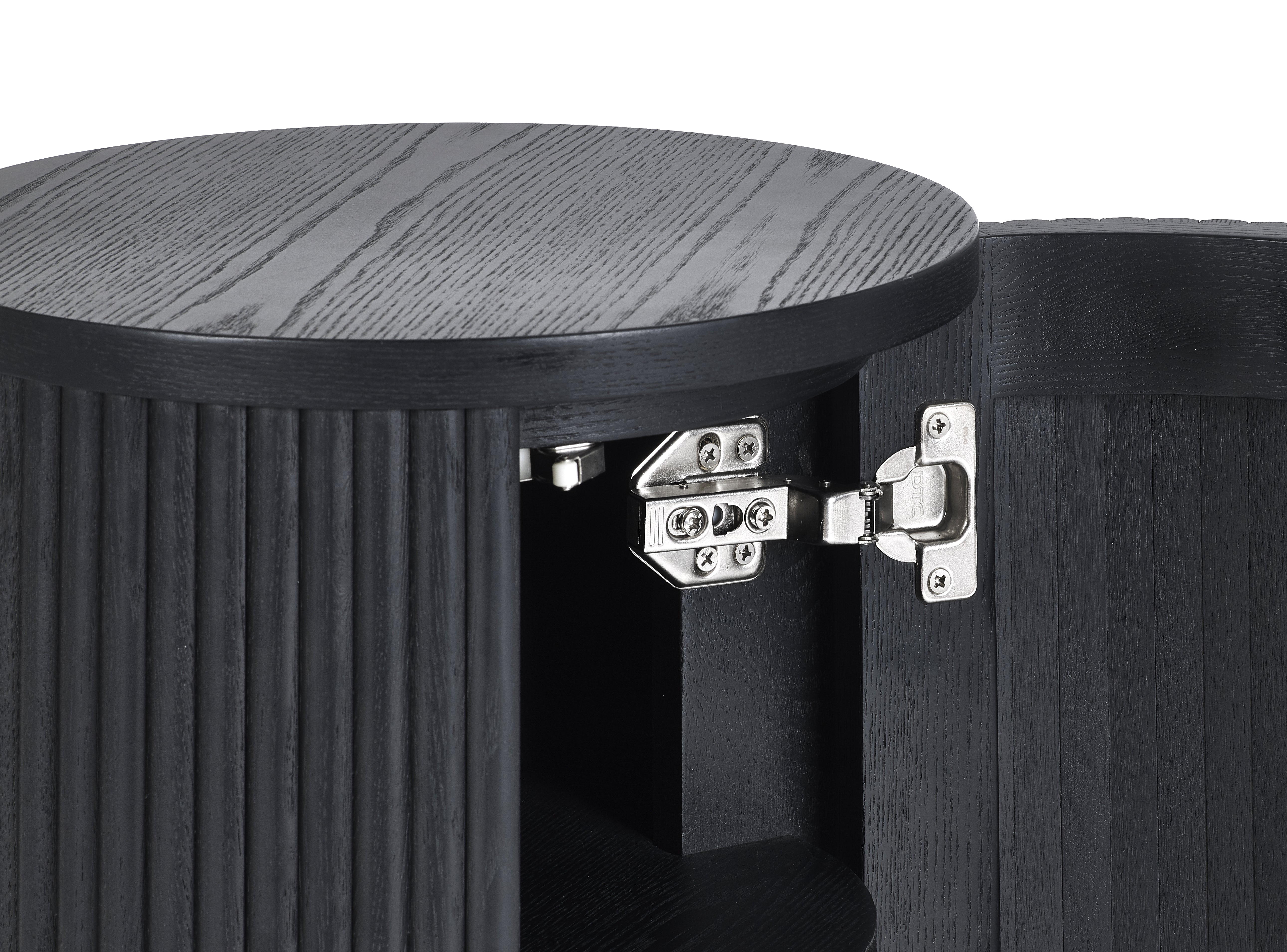 Como Reeded Black Wood Side Table With Door