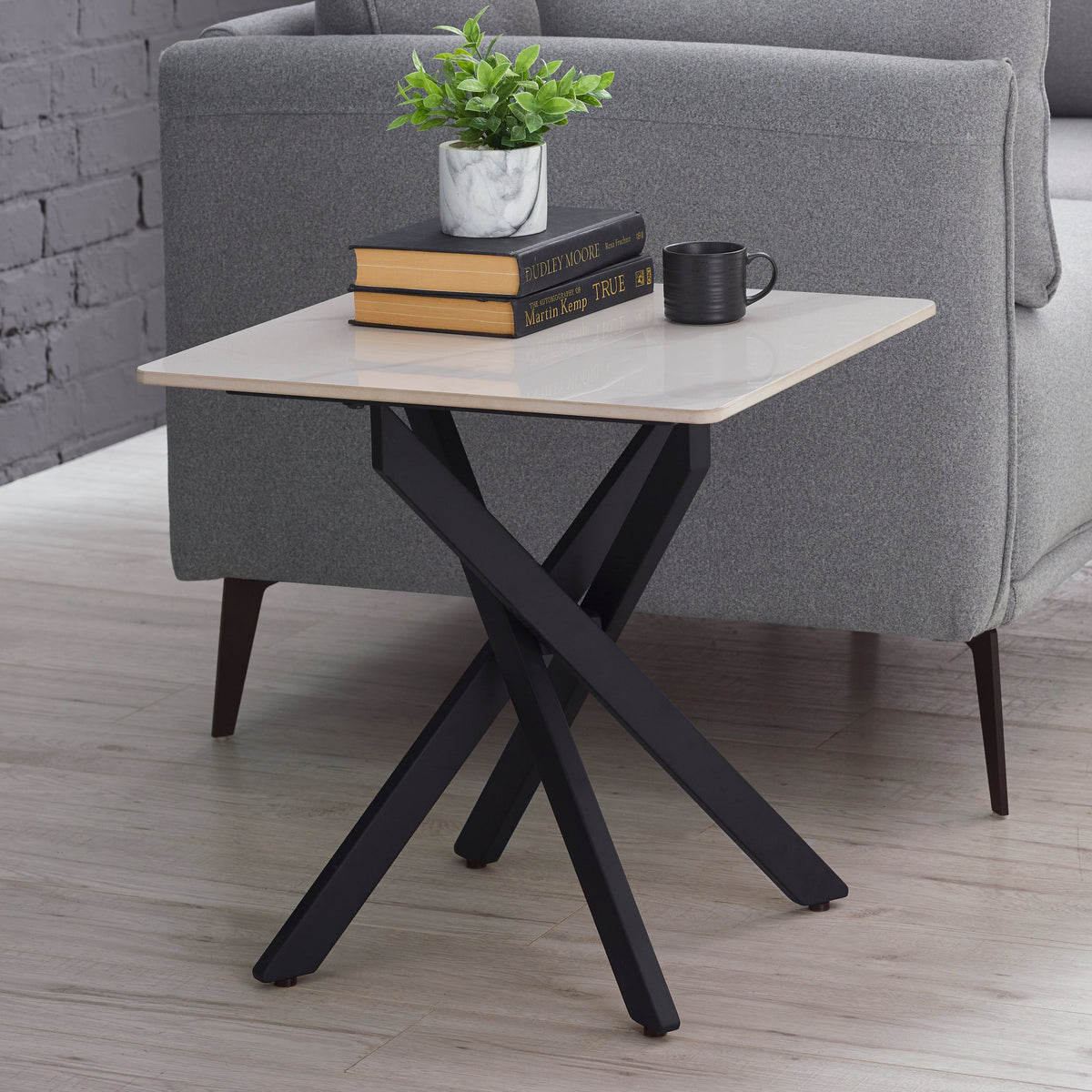 Morelia White Marble Side Table