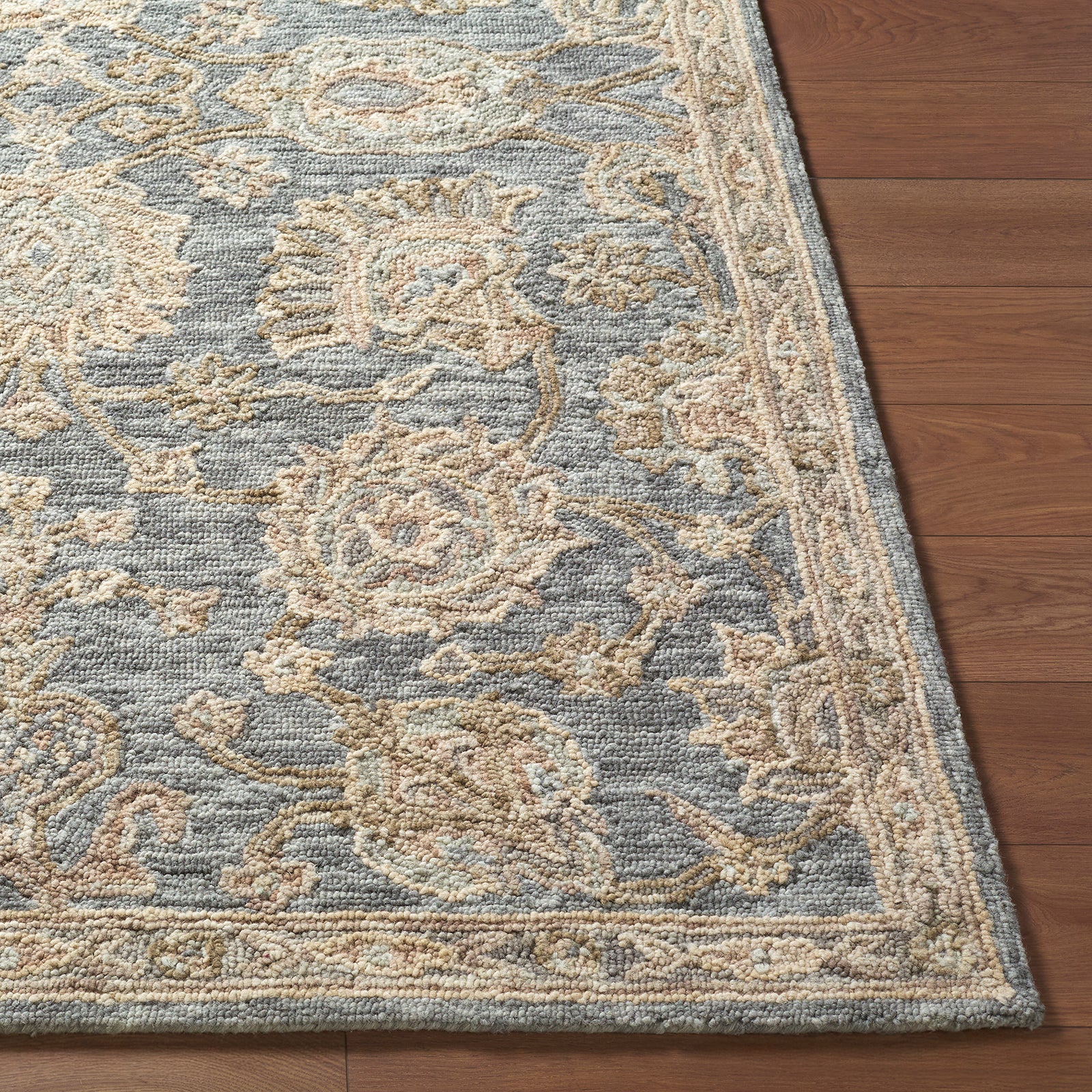 Arnold Traditional Wool Traditional Boho Blue & Denim Rug 152x229cm - reverse roll detail