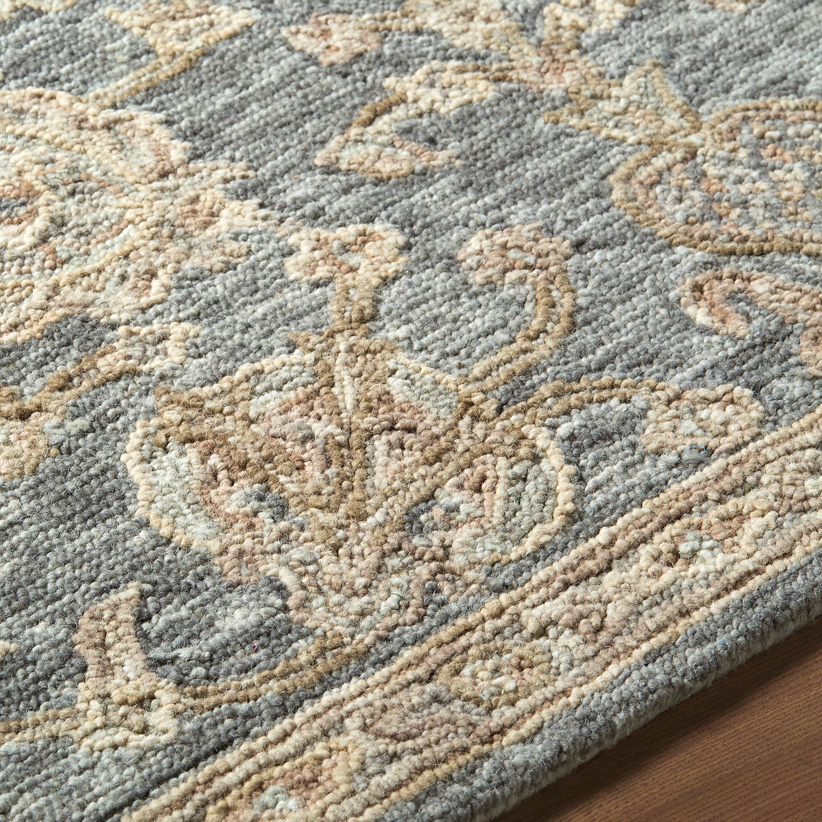 Arnold Traditional Wool Traditional Boho Blue & Denim Rug 152x229cm - texture detail