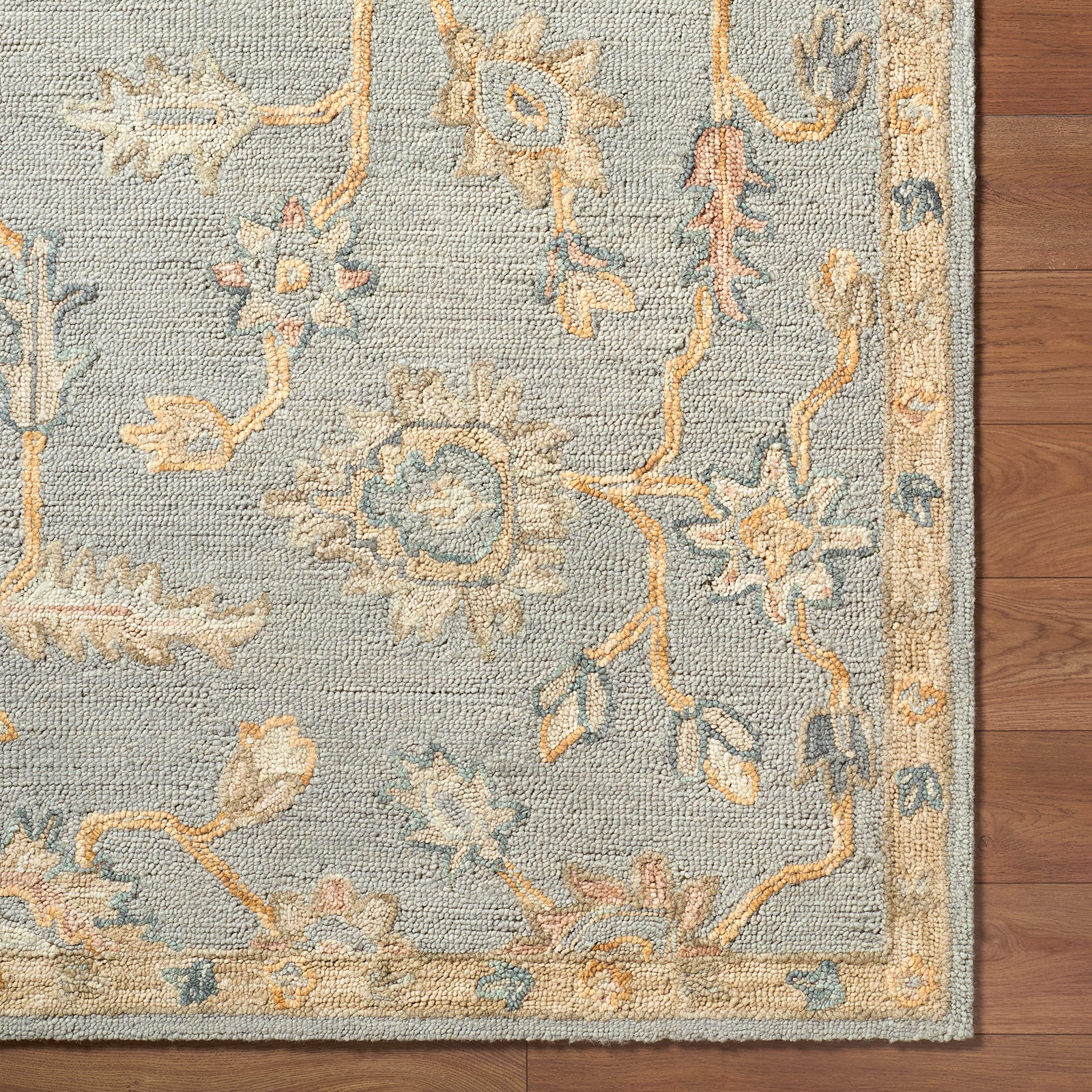 Arnold Traditional Wool Traditional Boho Grey & Pewter Rug 152x229cm - pile detail