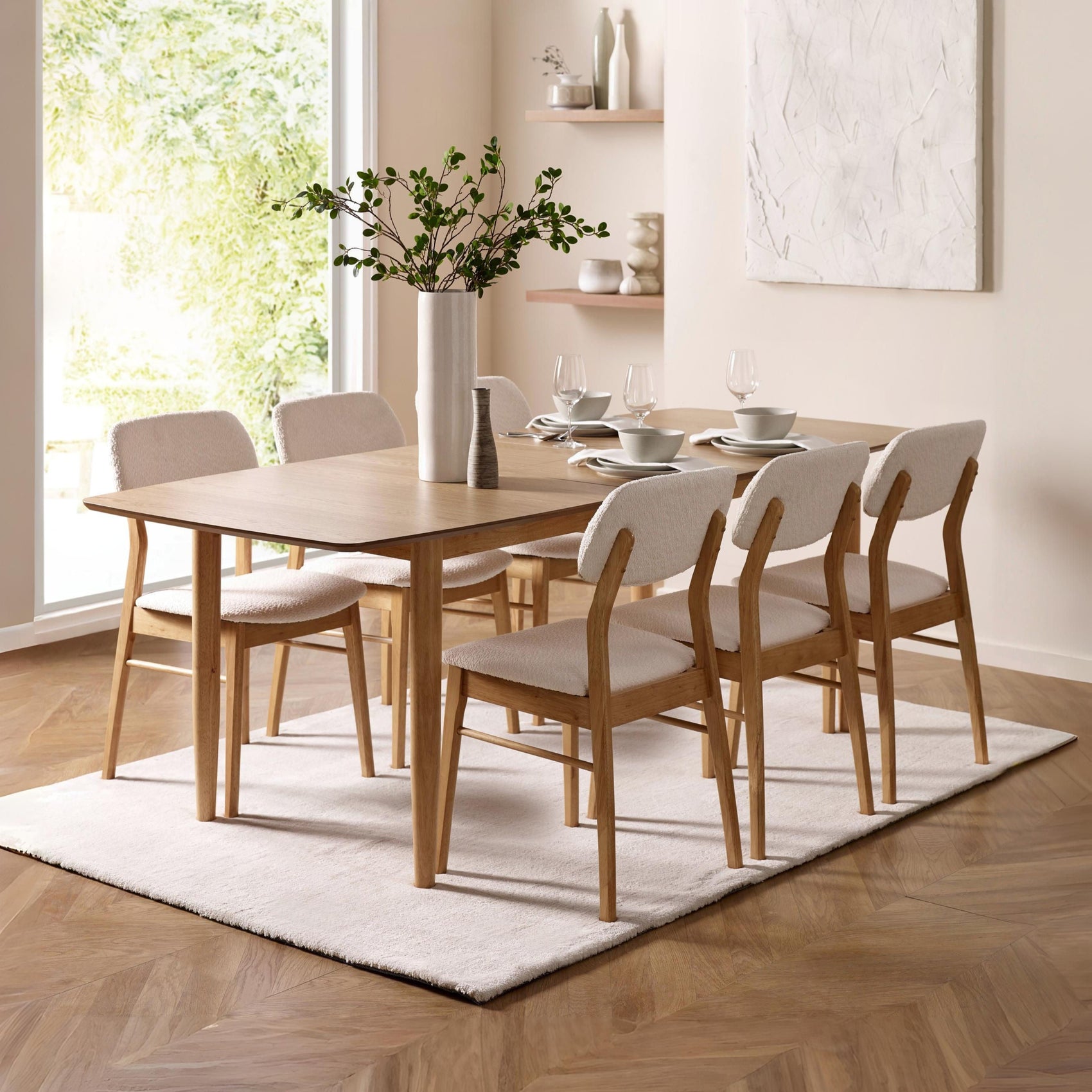 Livingston Natural Oak Wood Extending Dining Table | 4-6 Seater
