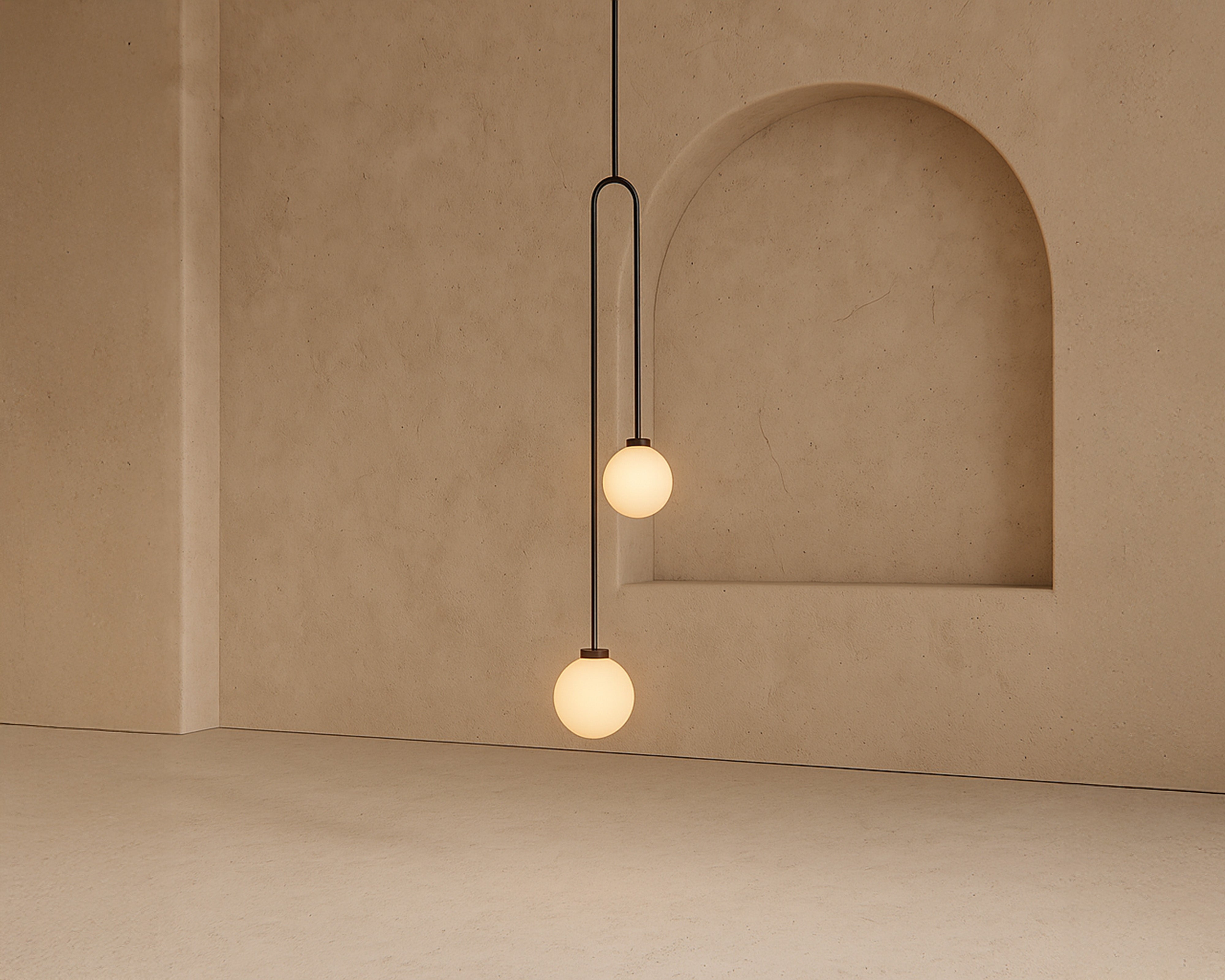 Arket Pendant Light - White Frosted Glass & Black Metal