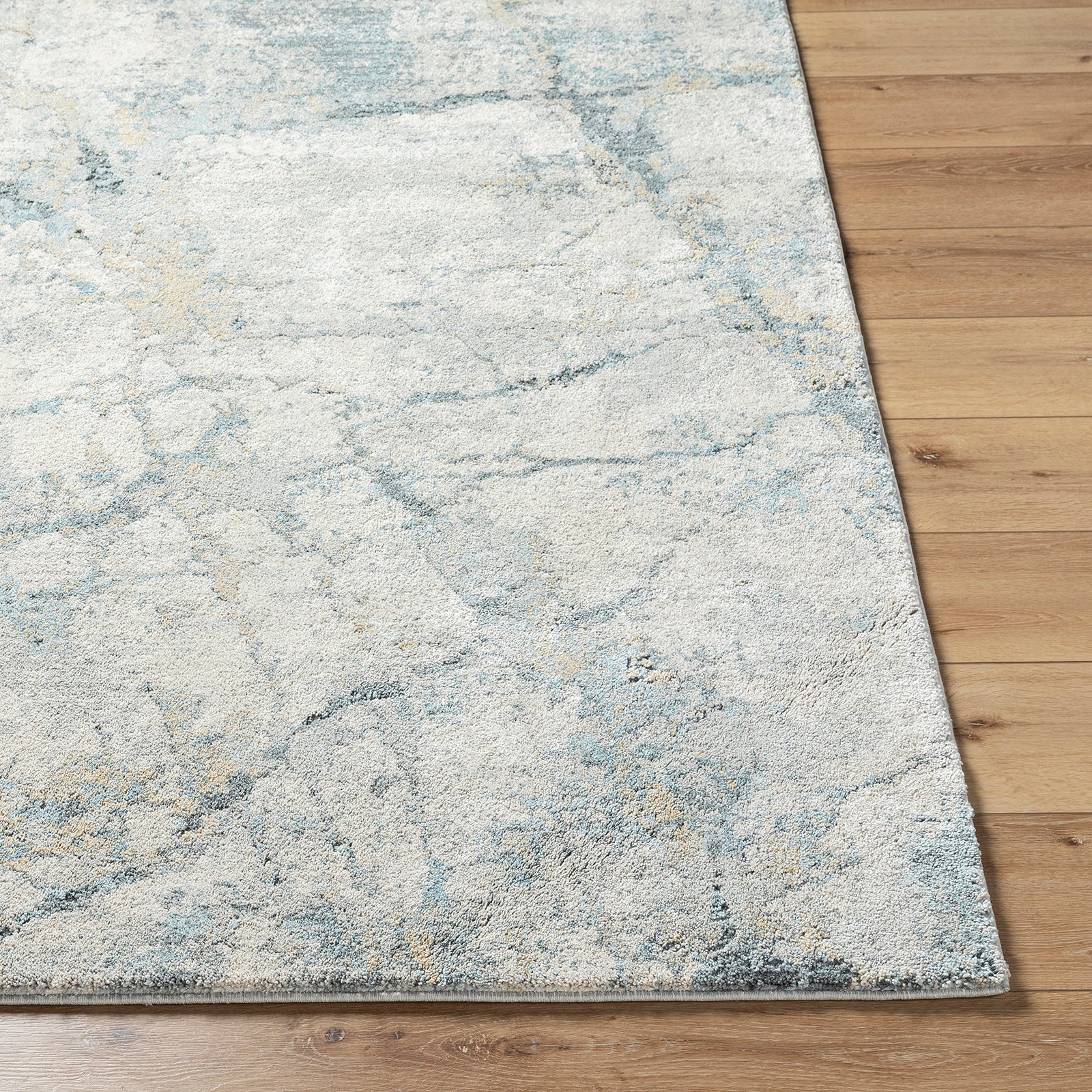 Avellino Abstract Modern Marble High Pile Grey & Blue & Beige Polypropylene & Polyester Rug 160x213cm - front view