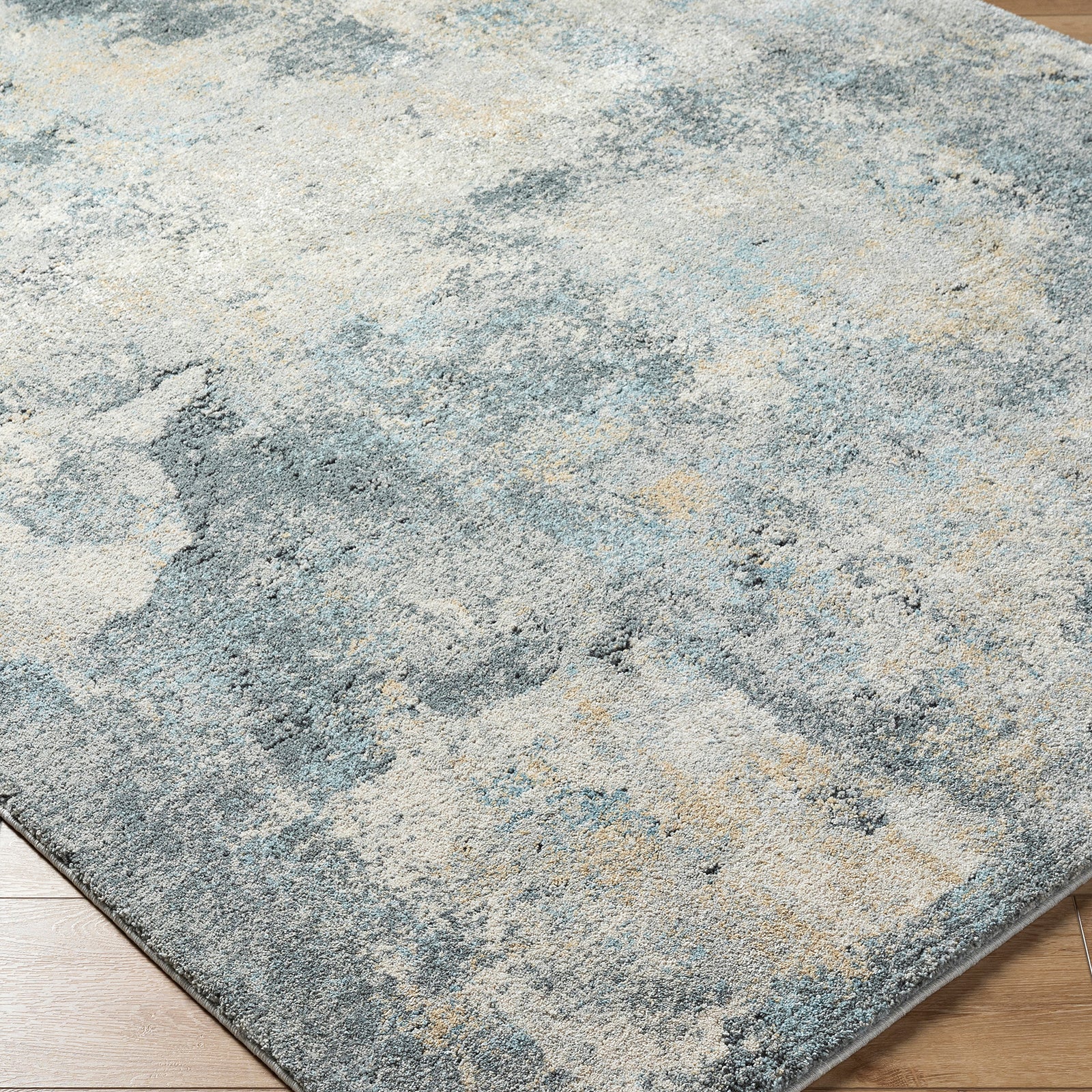 Avellino Abstract Modern Marble High Pile Blue & Grey & Beige Polypropylene & Polyester Rug 160x213cm - corner detail