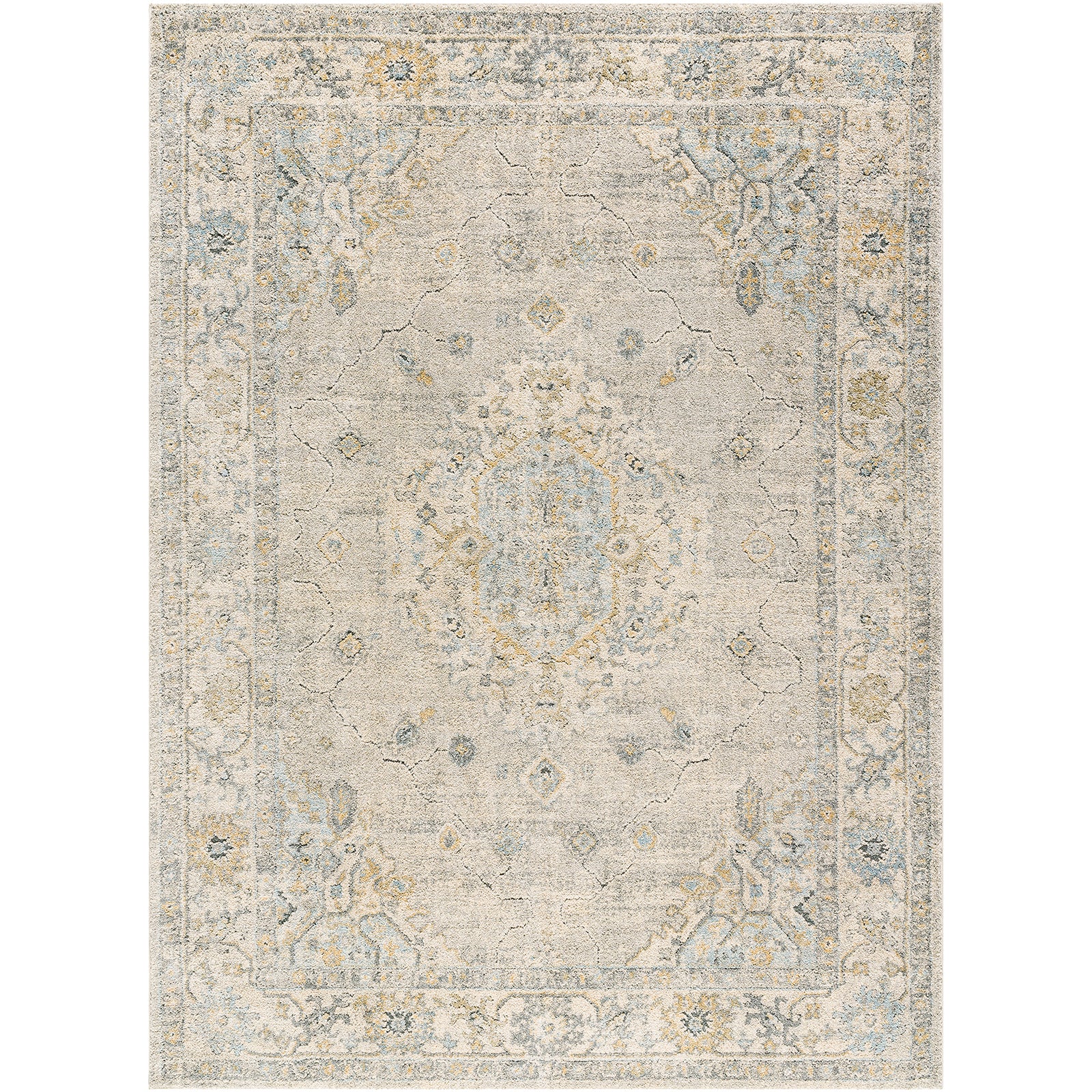 Avellino Vintage Traditional Boho High Pile Grey & Light Grey Polypropylene & Polyester Rug 160x213cm - product image